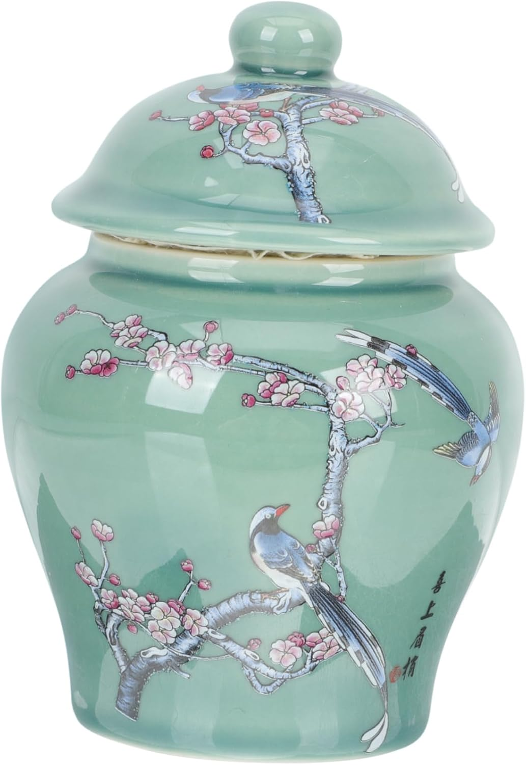 FUNOMOCYA Ceramic Tea Canister Sealed Tea Storage Jar Blue and White Porcelain Small Vintage Style Home Use image number 6