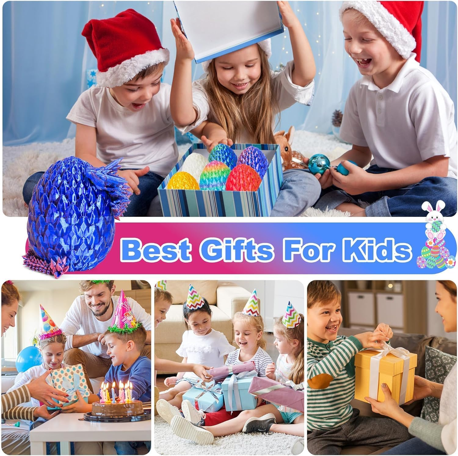 6 PCS Dragon Egg, 3D Printed Dragon Eggs with Dragon inside Surprise Mystery Easter Egg Fidget Toy, Articulated Crystal Toys for Kid Desk Decor (6PCS) image number 4