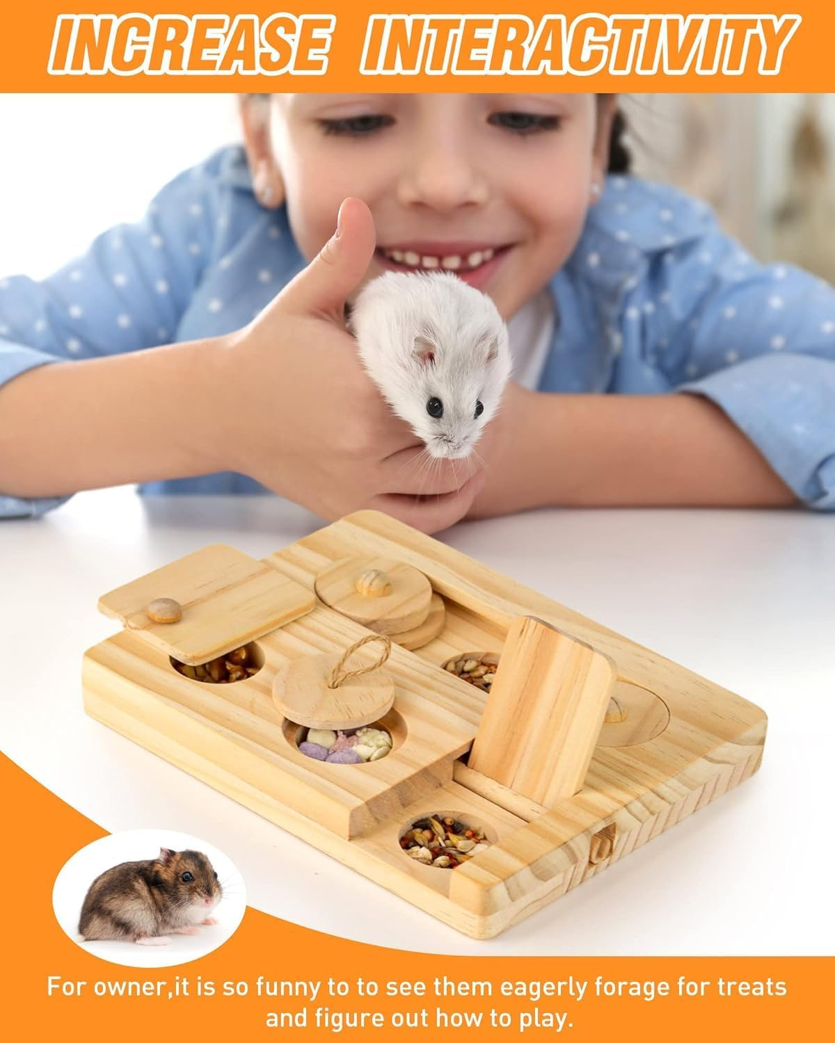 6-In-1 Wooden Small Animal Foraging & Puzzle Activity | Interactive Treat Dispenser for Rabbits, Guinea Pigs, Hamsters & Rodents | Natural Pet Enrichment for Aussie Pets image number 1