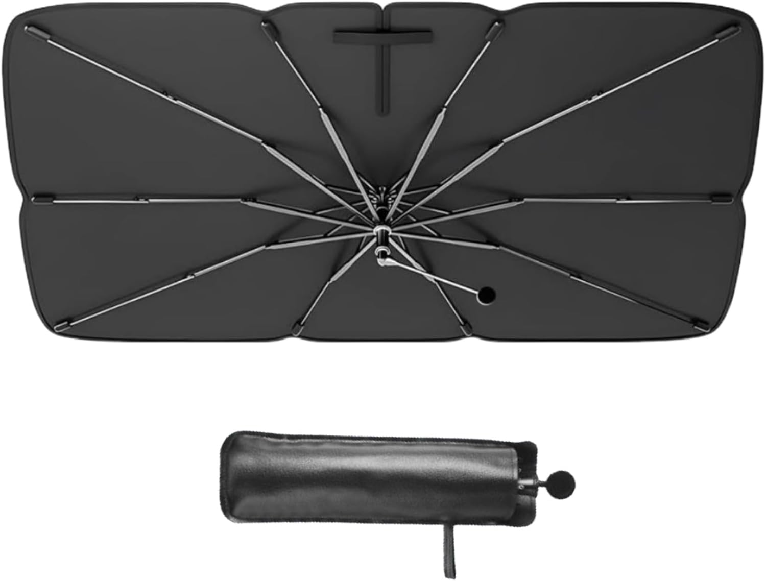Car Windshield Sun Shade Umbrella, 2025 Upgraded with 360&deg; Bendable Handle, 10 Fiberglass Ribs, 5 Layers UV Block Coating, Heat Insulation Protection for Medium Sedan, SUV Windshield (140X80Cm) image number 1
