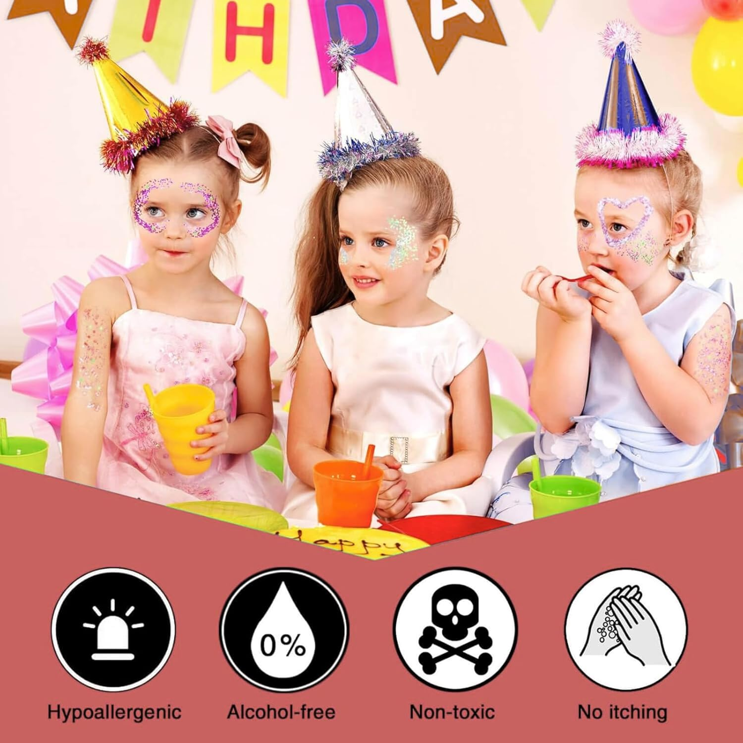 Face Body Glitter, JOMWEN Hair Glitter Sparkles Chunky Face Glitter Gel for Girls Makeup Singer Concerts Music Festival Rave Accessories, Sequins Face Paint (White+Silver+Pink) image number 2