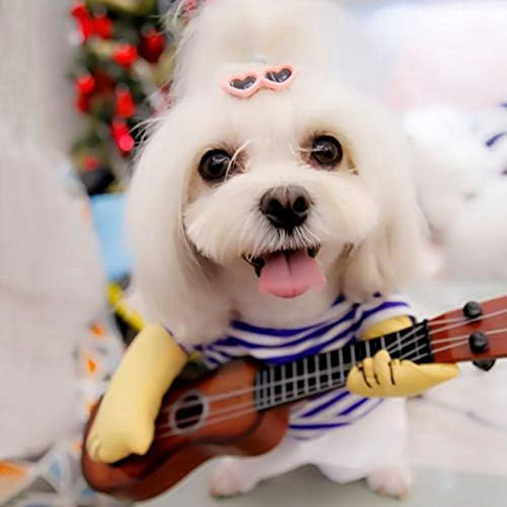 VENEKA Pet Guitar Costume - Dog Costume Funny Cat-Clothes Dogs-Cats Super Funny Guitarist Style Pet Clothes Best Gift XL Easy to Use image number 5