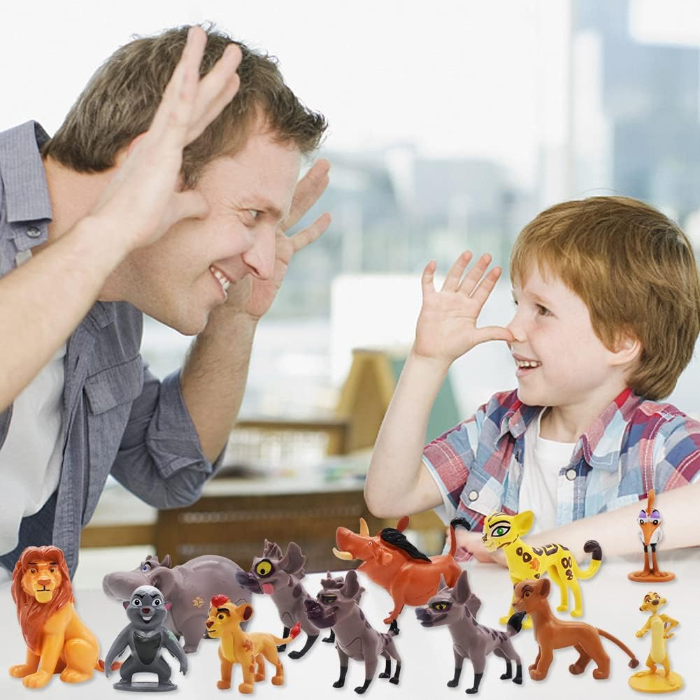 Babioms 12 Pieces Lion Cake Decoration, Cartoon Cake Toppers, Lion Figures Set, Cupcake Toppers Figures Lion King for Children Birthday Party Cake Decoration Supplies image number 2