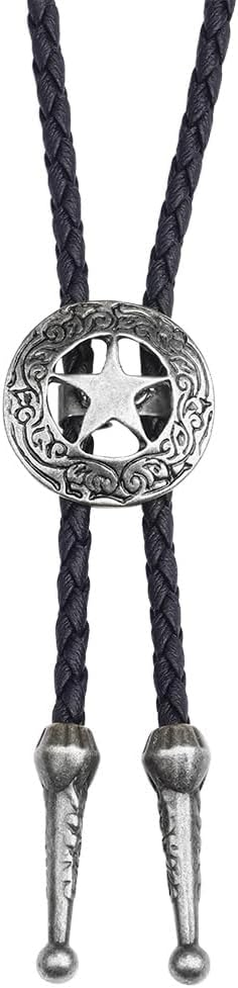 HOEACXY Mens Bolo Tie Native American Cowboy Retro Bull Longhorn Bola Ties Handmade Necktie Costume Accessories