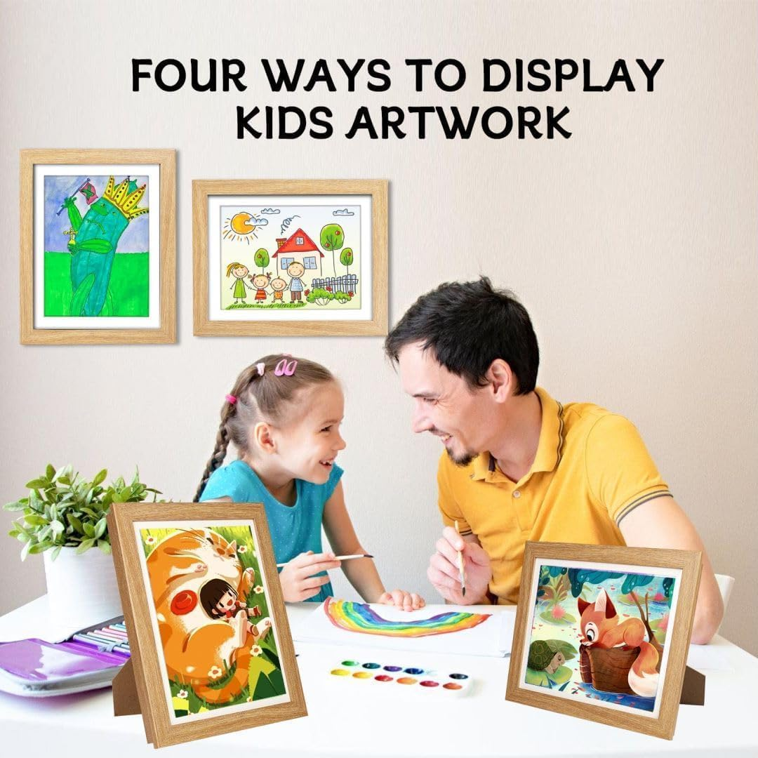 A4 Kids Art Frames 3 Pack Kids Artwork Flip Frame Changeable for Picture Display, Children School Drawing Projects Storage, Horizontally Vertically Wall Hanging, Storage A4 120 Pictures (3Colors) image number 1
