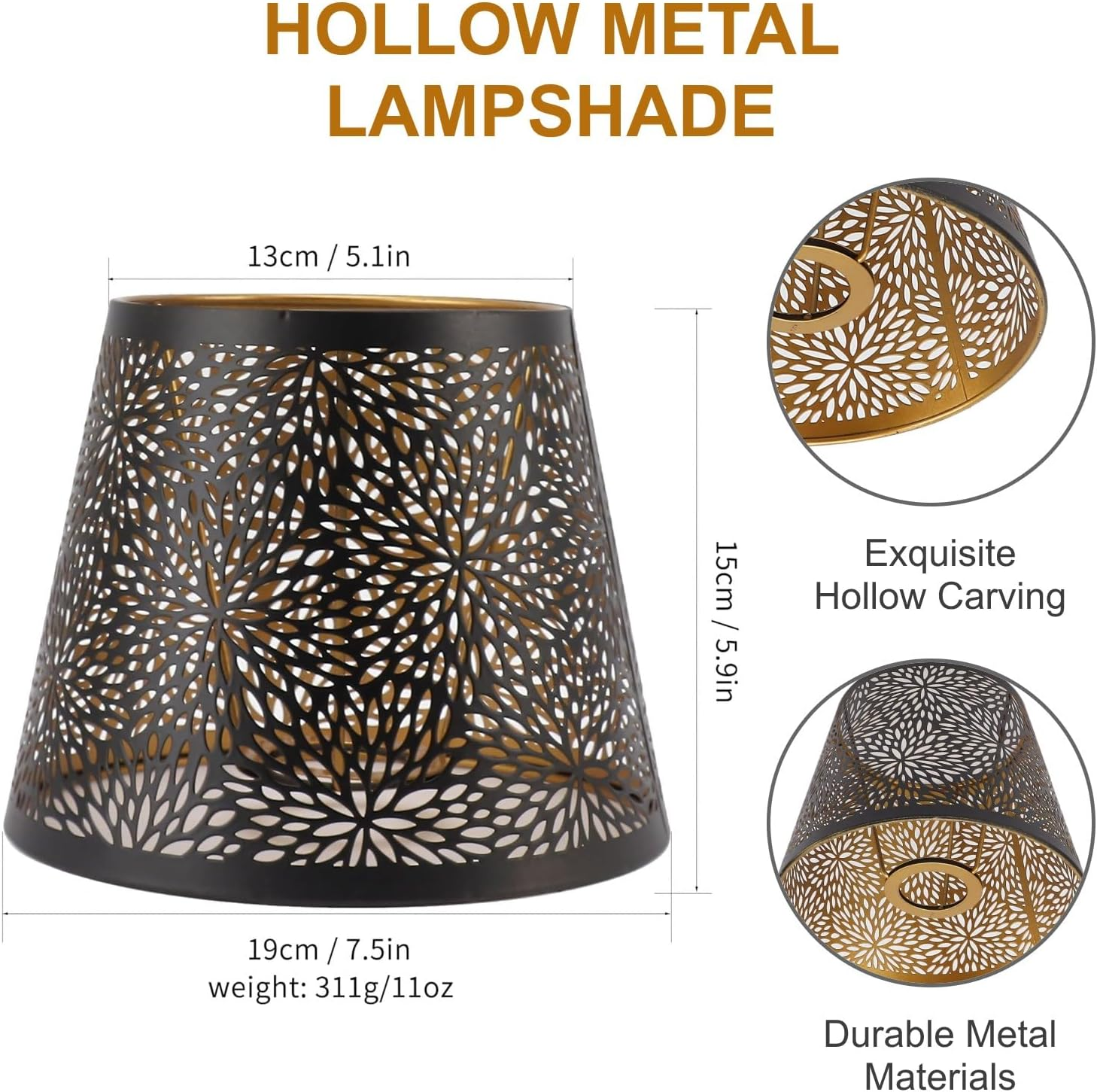 Lampshades for Table Lamp, Lampshade Floor Lamp, Iron Art, Hollow Design, Shade Chandelier, E26, E27, Protective Cover for Ceiling Light, Pendant Light, Natural Wall Light, Decoration image number 5