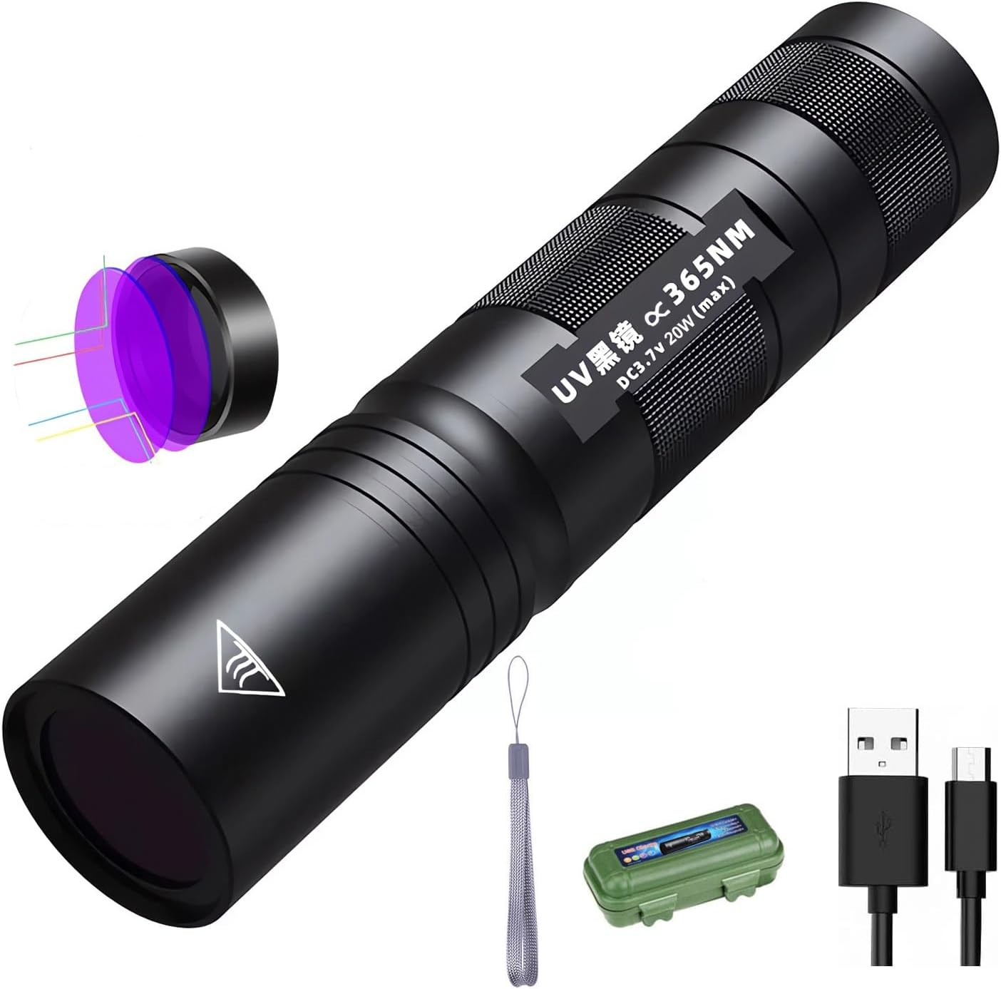Black Light Torch,Uv Light,10W 365Nm Uv Led Torch USB Rechargeable,Detector for Dog Urine,Pet Dry Stains,Cat Fungus,Fishing image number 1