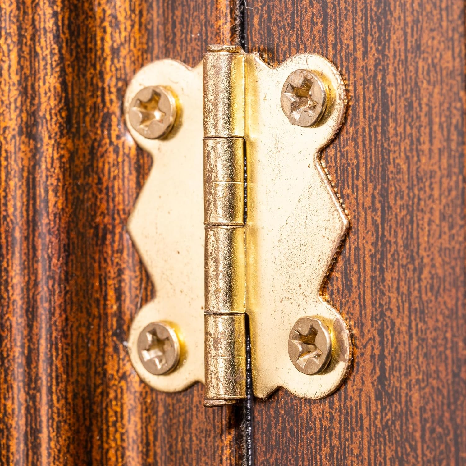 Uxcell Small Jewelry Box Hinges 1-5/8 Inch, 10 Pack 90-Degree Mini Butterfly Hinges Jewelry Box Hardware with 40 Screws for Cabinet Wooden Box Drawer Craft, Brown image number 1