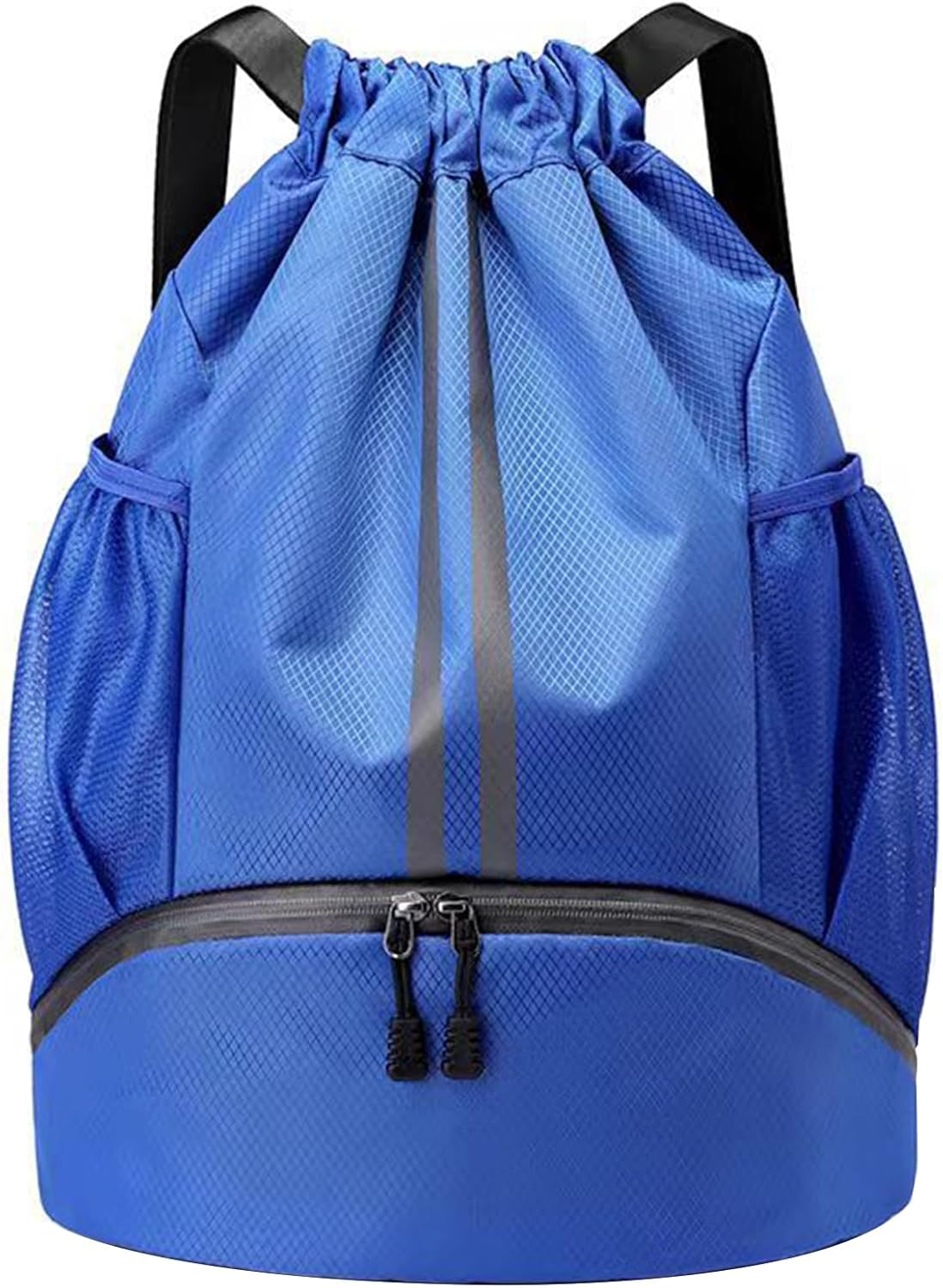Sports Ball Bags with Dry Wet Separation Shoe Compartment, Water Resistant Drawstring Gym Bag Backpack, Side Mesh Pockets Gym Bag, Cricket Football Rugby Basketball Volleyball Backpack