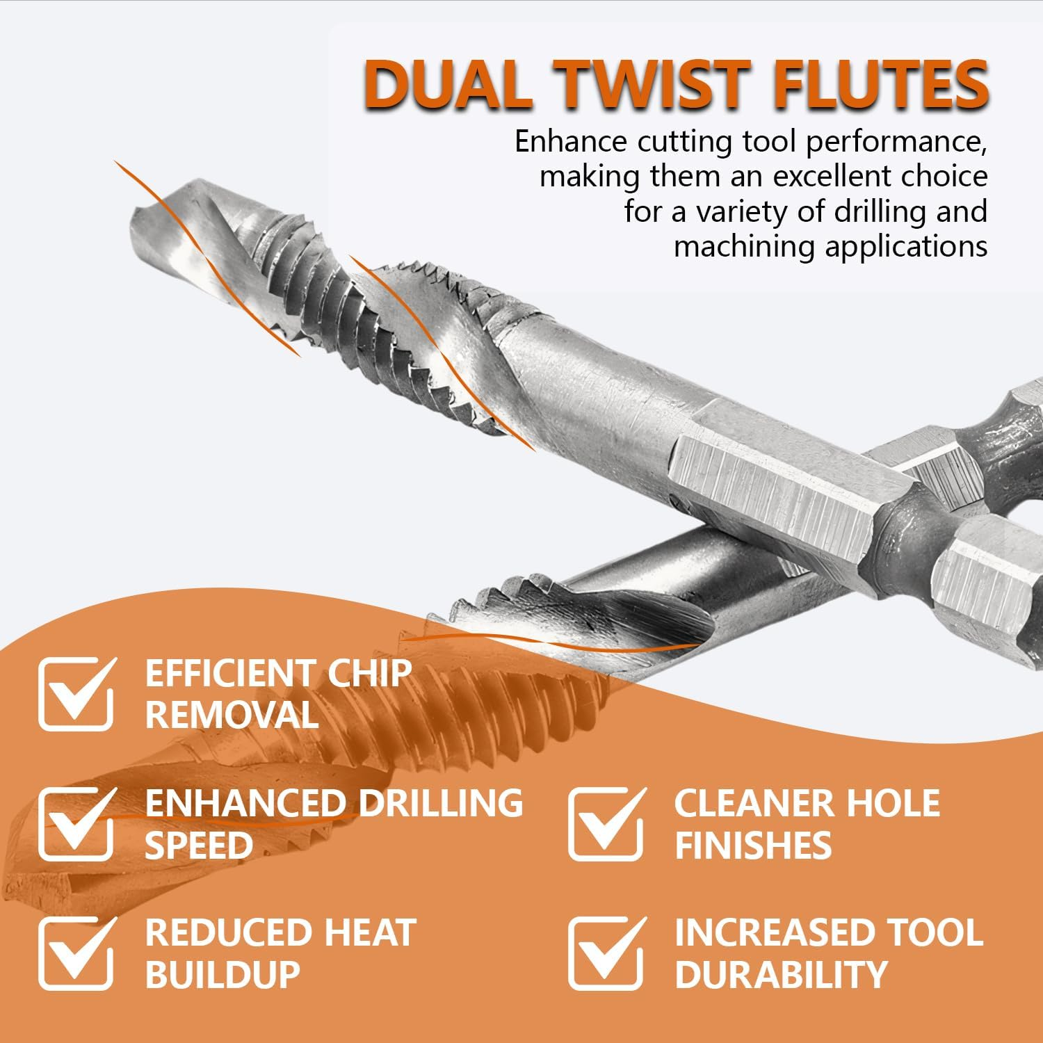 Hymnorq 6-Piece Metric Combination Drill and Tap Bit Set, HSS M3-M10, 1/4" Hex Shank 2-In-1 Drilling & Tapping Tools, Screw Threading Bit Kit for Wood, Plastic, Aluminum image number 6