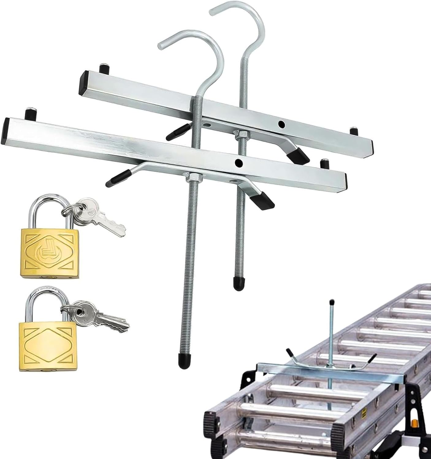 Ladder Roof Rack Clamps - Iron Ladder Accessory Lock | Ladder Accessory Locks | Ladder Secure Clamps | Roof Rack Ladder Clamp | Lock Jaw Ladder Grip Secure and Easy to Use image number 6