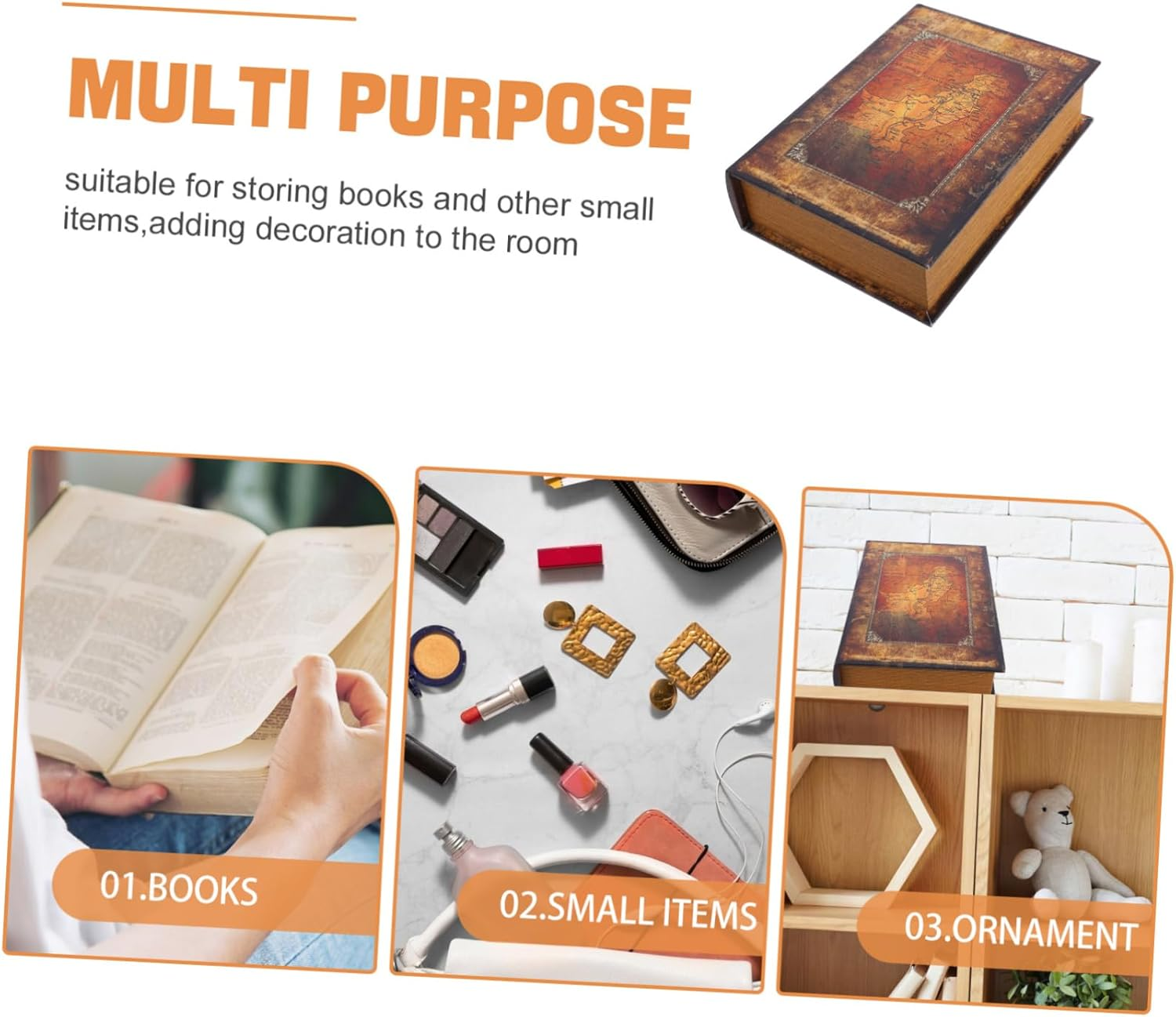 Fake Book Box Simulation Book Shaped Jewelry Storage Case for Keys Home Decor Bookshelf Prop image number 4