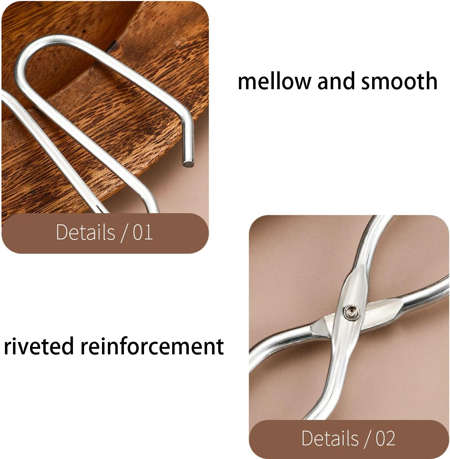 Scissor Cooking Tongs 2 PCS, Stainless Steel Kitchen Food Tongs for Cooking, Metal Barbecue Bread Buffet Pliers, Heat Resistant for BBQ and Cooking image number 3