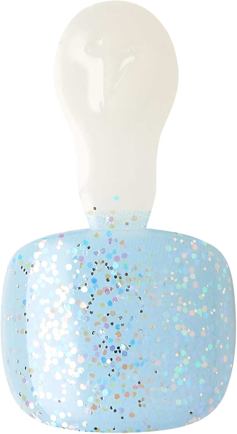 KISS Impress Pedi Rainbow Pink Light Blue Glitter Squoval Toe Nails with 24 Nails Prep Pad 1 Manicure Stick 1 Mini File image number 6