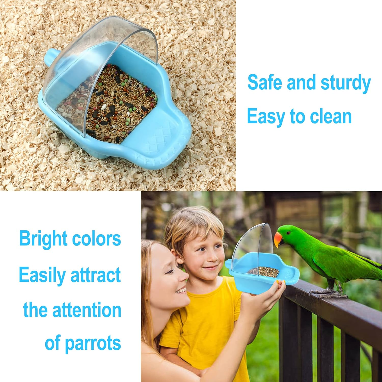 Nobgum Bird Bath Box Hanging Birdbath Toy Parakeet Caged Bathing Tubs Parrot Bath Tub Water Shower Food Feeder Holder Tray Bird Bath for Cage Accessory Small Birds Parrots Cockatiel Budgies image number 1