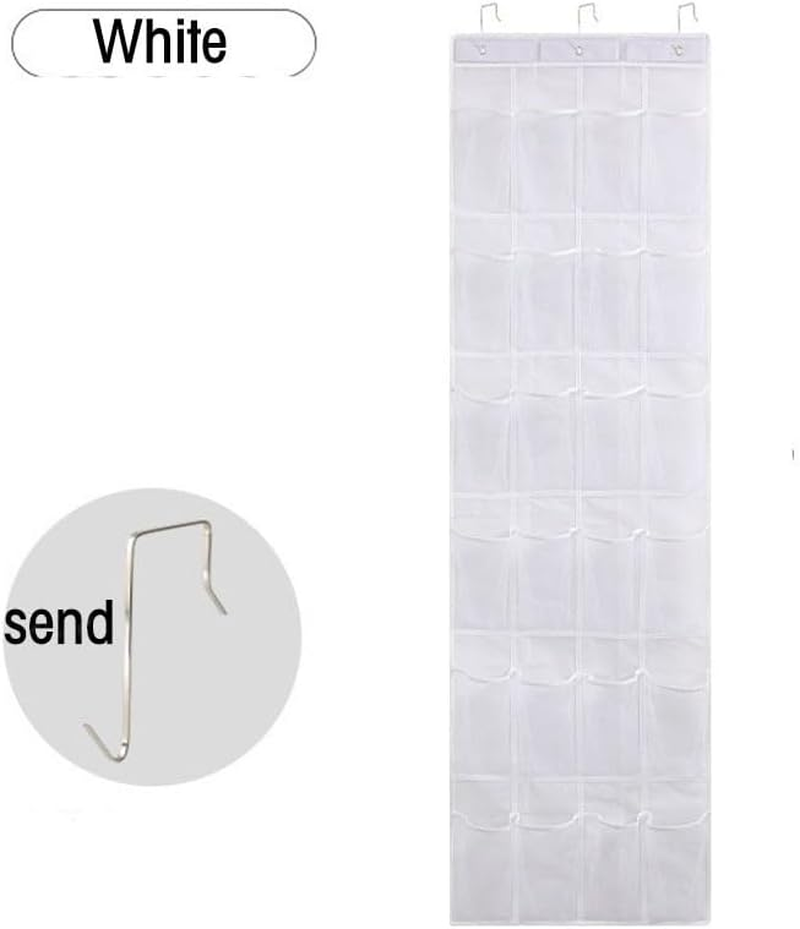Over the Door Shoe Organizer 12 Large Pockets Shoe Storage Rack Holder Mesh Hanging Organiser for Narrow Closet Door with Tidy, 2 Pack (White, One Size) image number 1