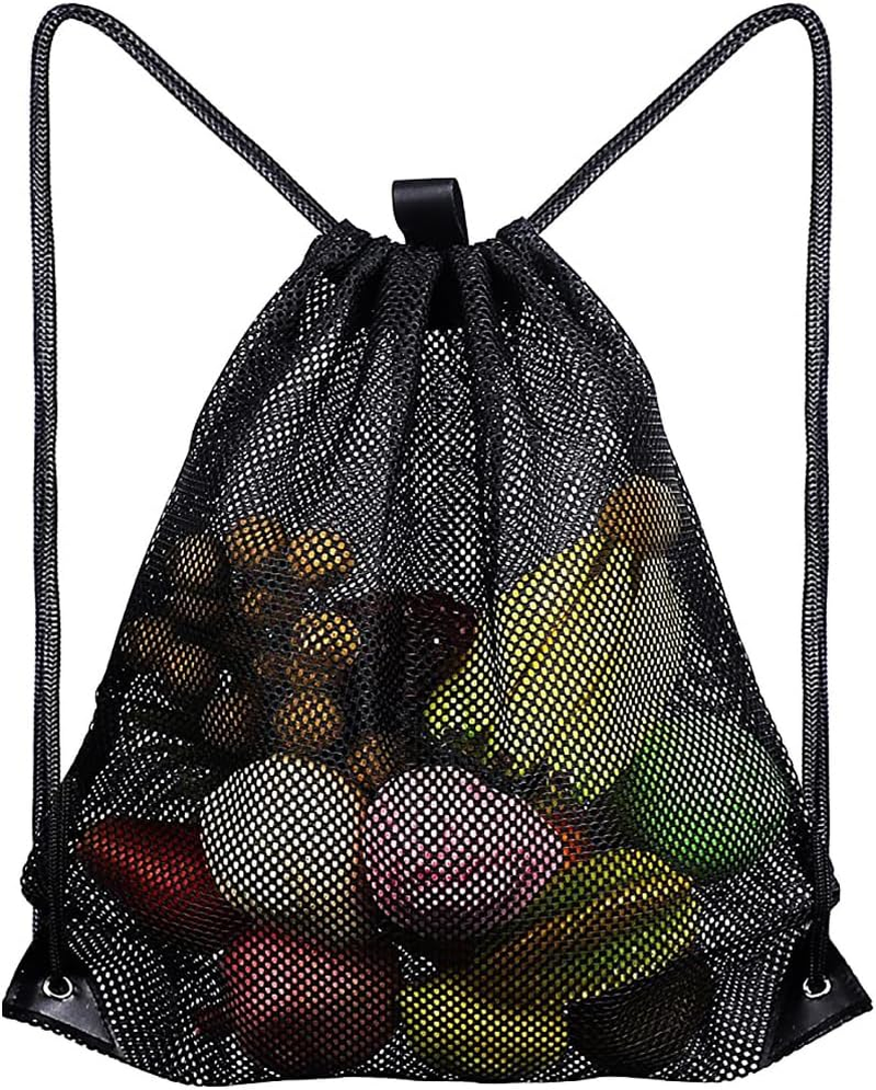 Mesh Bag Drawstring Storage Backpack Mesh Beach Bag Mesh Gym Bag Heavy-Duty Sport Equipment Storage Bag for Beaching Swimming Gym Shopping Outdoor (40 * 45Cm) image number 6