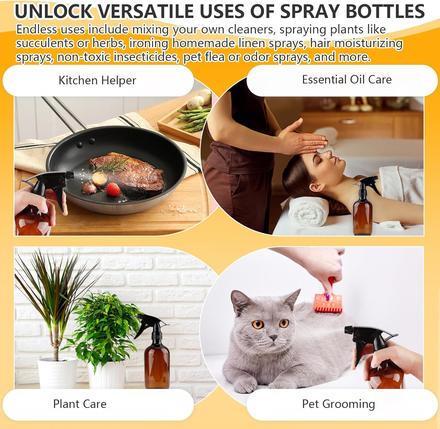 3 Pcs Empty Amber Spray Bottles 500Ml Refillable Amber Spray Bottles with Adjustable Nozzle, Premium Dark Spray Bottle for Disinfectants, Gardening, Pet Care & Cleaning Solutions with Leak image number 5