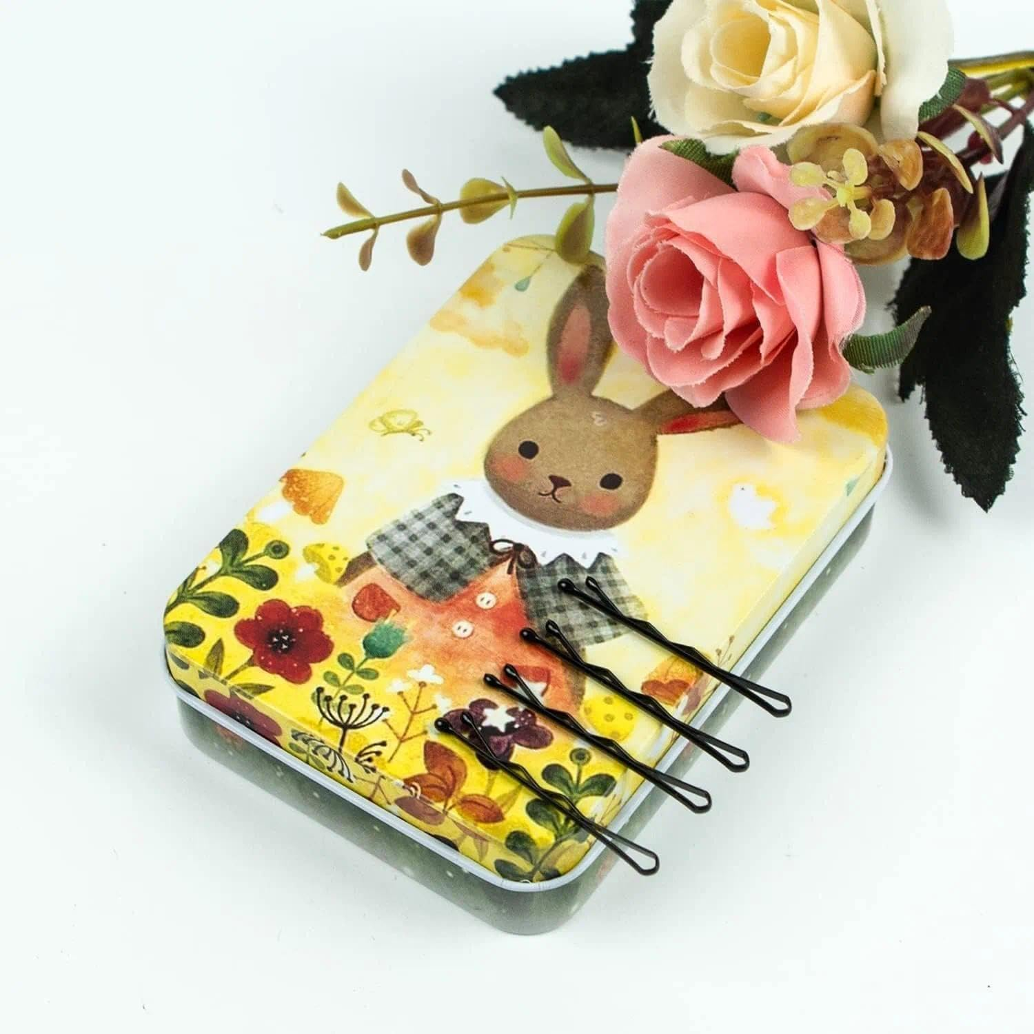 Mini Black Bobby Pins 1.38 Inch with Cute Storage Case, Hair Styling Accessories for Women and Girls - Tisuff image number 4