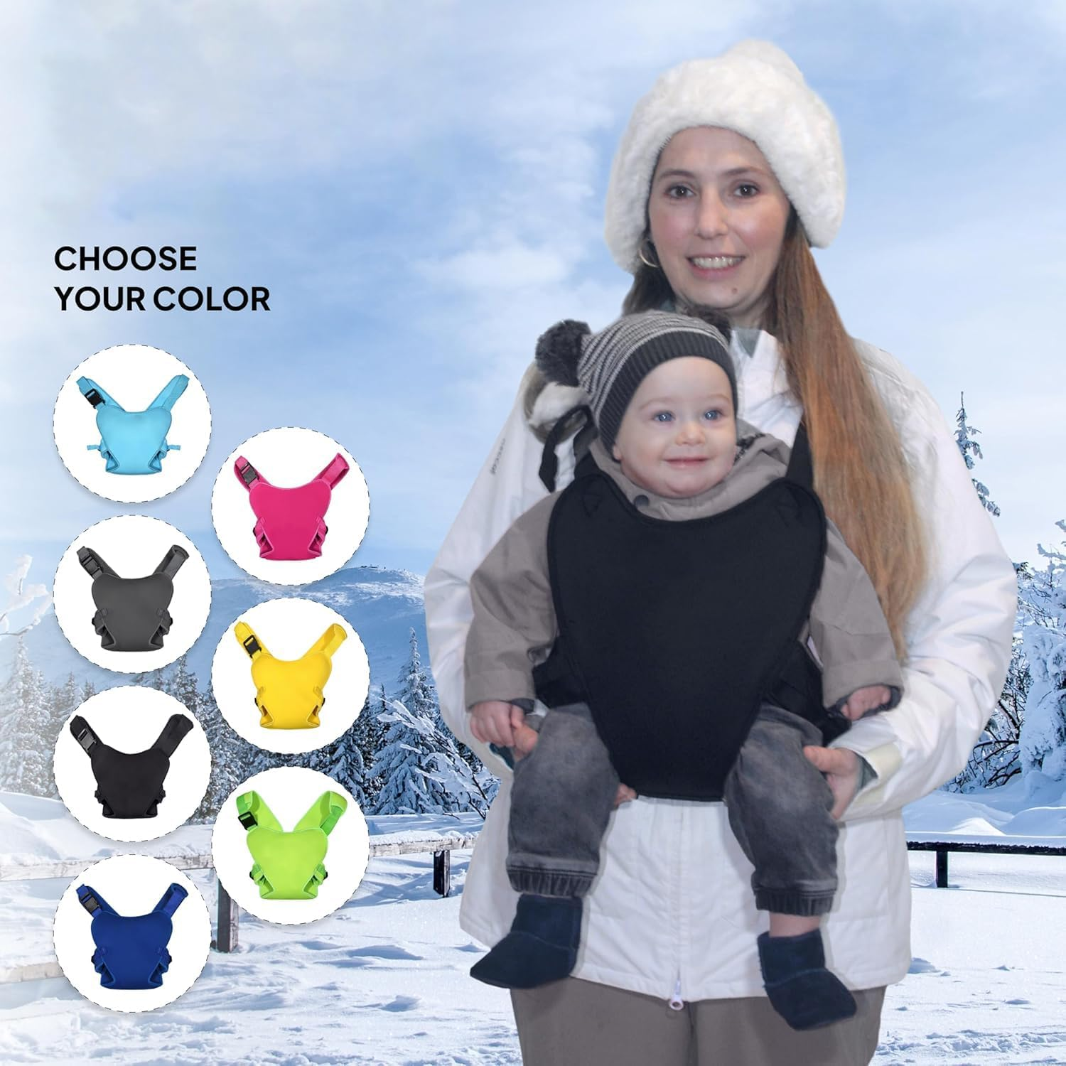 Baby Carrier - Innovative Carrier Seat for Water and Land - Waterproof Infant Chest Holder with Adjustable Straps, Lightweight Toddler Harness for Pool & Beach (Black) image number 1