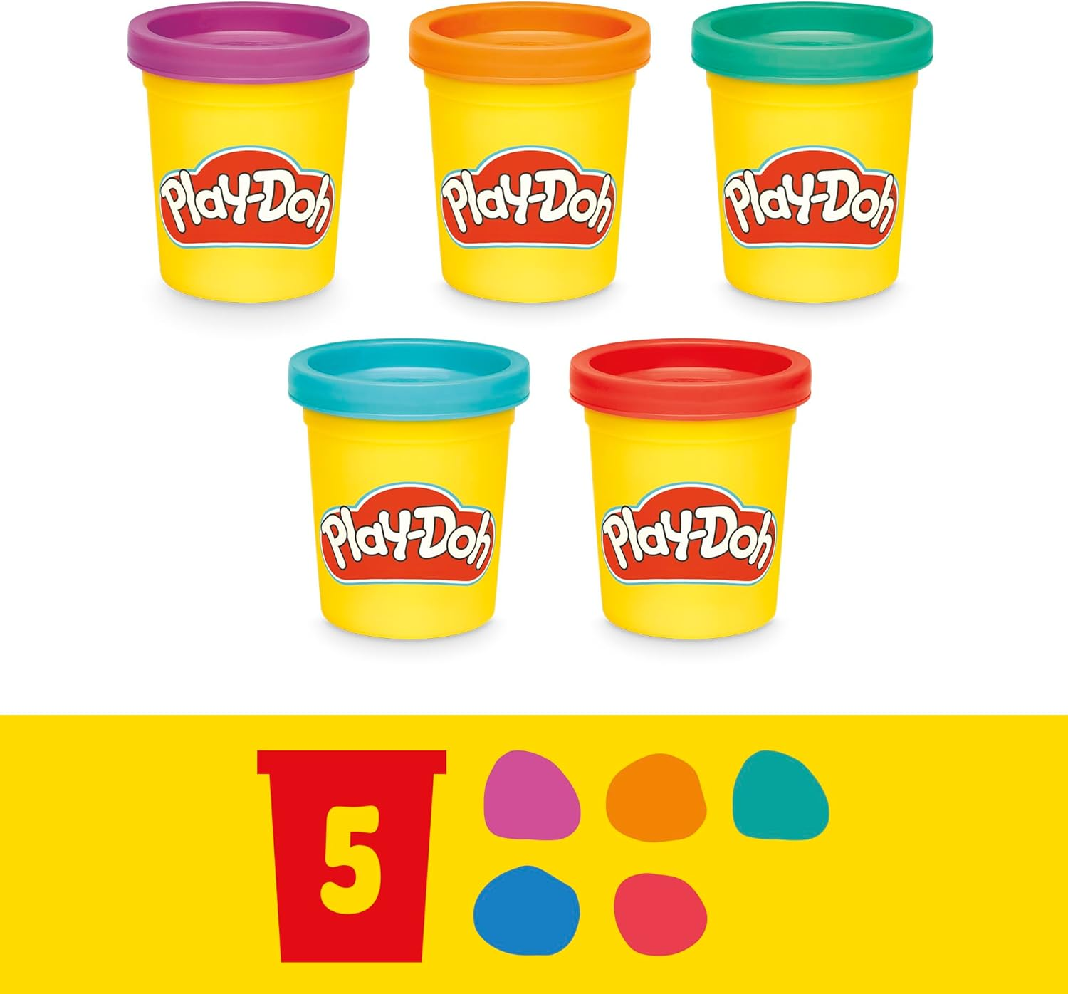 Hasbro Play-Doh - Fun Tub Inc 5 Tubs of Dough and 18 Acc - Creative Kids Toys - Ages 3+
