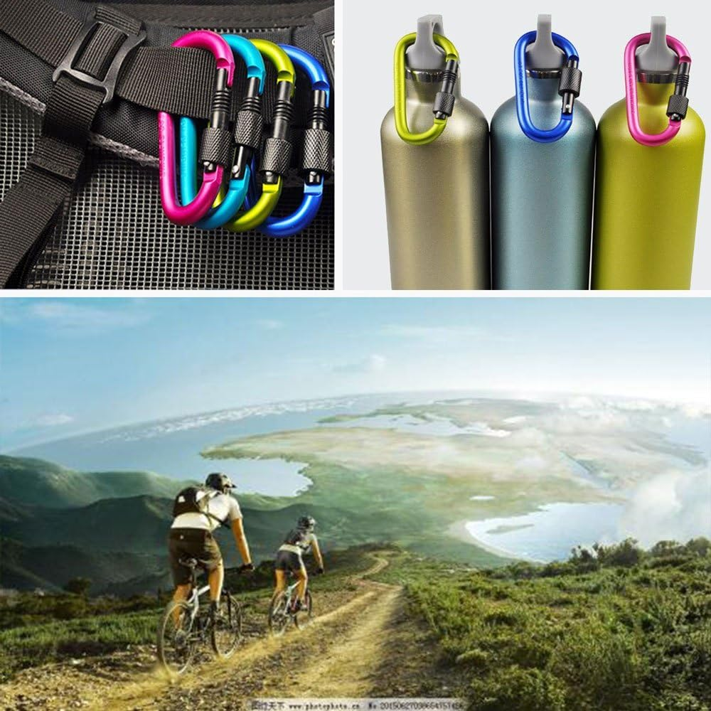Wolike 10 Pcs Locking Carabiner, 10-Colors Premium Aluminum Alloy D-Ring Carabiner Clips for Outdoor, Camping, Hiking, Traveling, Fishing, Backpack DK001 image number 4