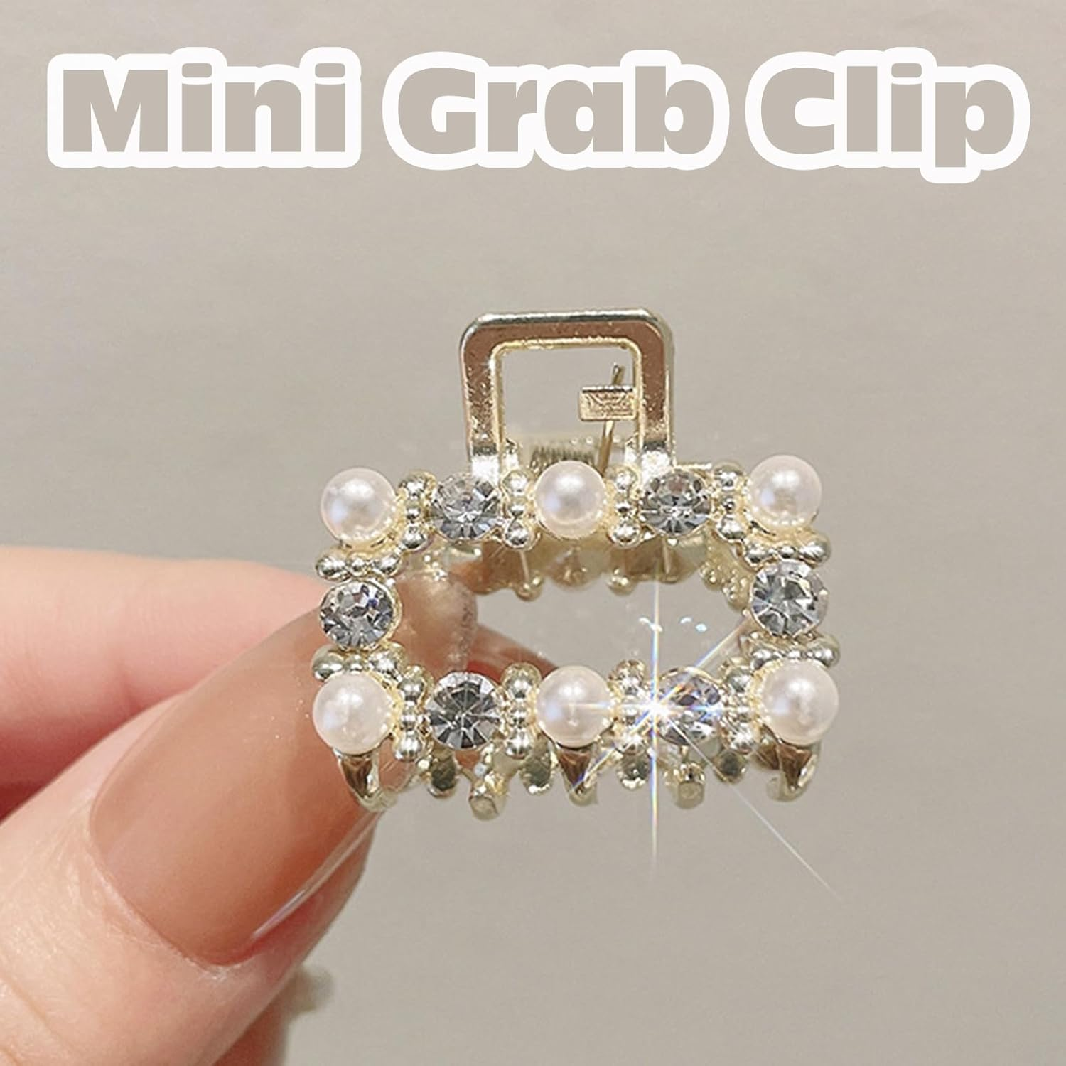 BSITSSS 5 Pcs Mini Gold Claw Clips, Crystal Rhinestone Small Hair Claw Clips, Non-Slip Ages & Hair Types, 5 Count image number 2