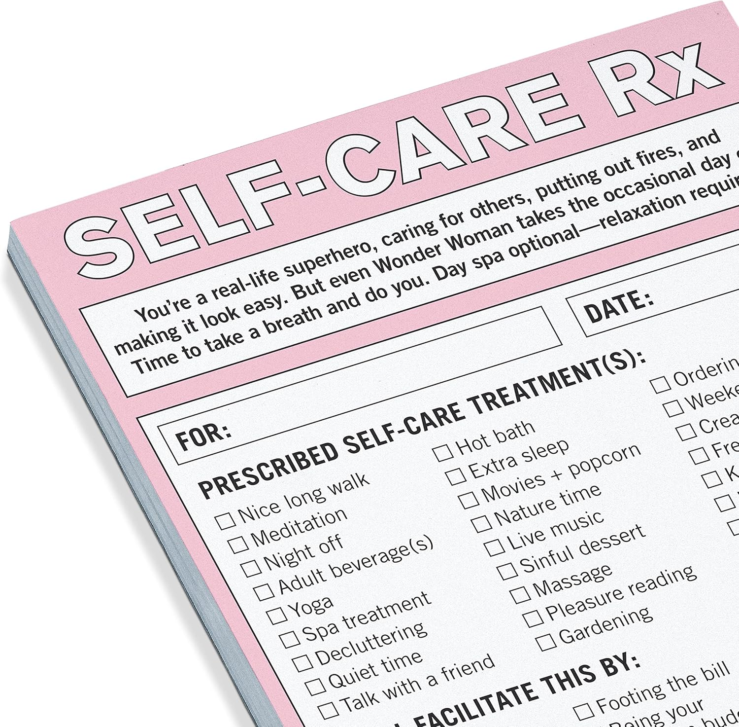 Knock Knock Self-Care RX Nifty Note - Self Care Gifts & Funny Gift Ideas for Friends, 4 X 5.25-Inches image number 4