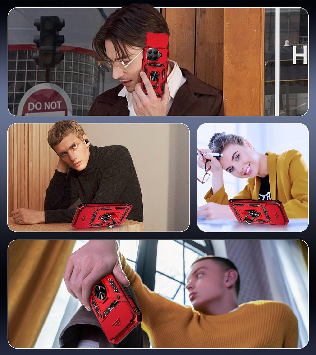 Camera Protection Mobile Phone Case for Xiaomi 15T Pro 5G Case with Xiaomi 15T Pro Screen Protector, 360&deg; Magnetic Metal Ring Holder Stand Mobile Phone Case PC & TPU Military Kickstand Shockproof