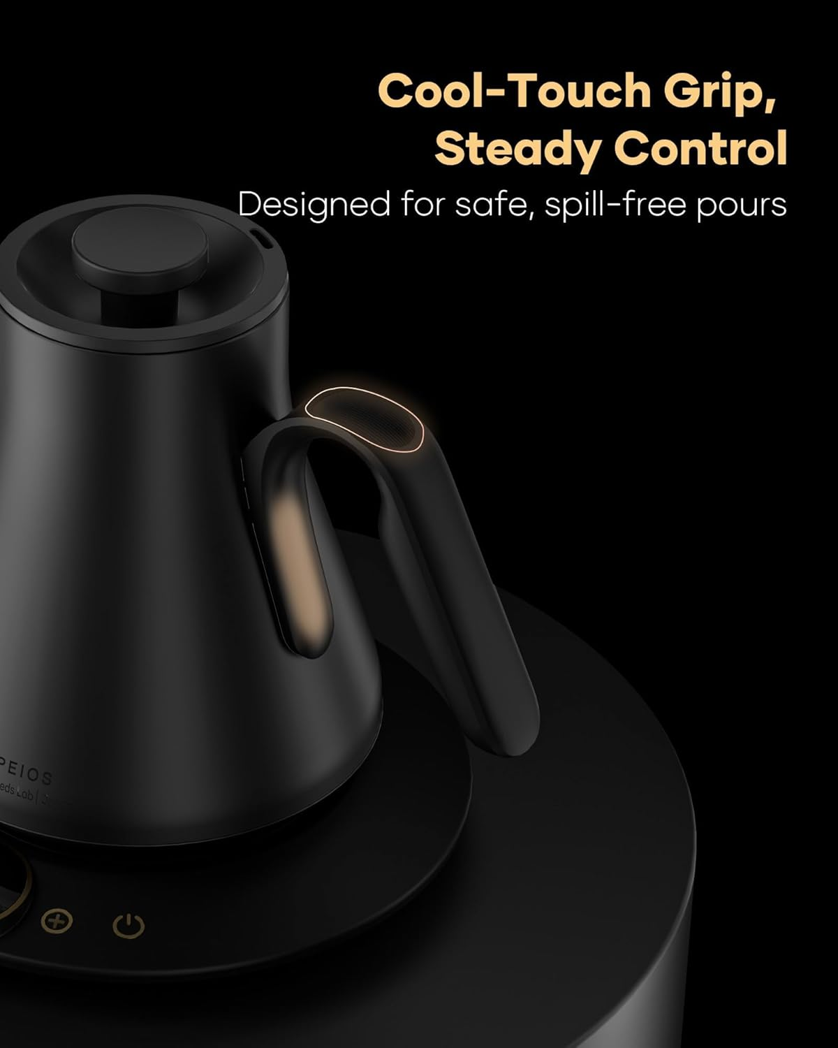 Cocinare FLOW B9 Gooseneck Electric Kettle, Precise Temperature Control for Pour-Over Coffee & Tea Brewing, Stainless Steel Interior, Rapid Heating for Boiling Water, 1500W/0.9L Matte Black image number 5