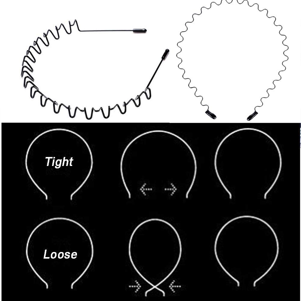 Wantgor 6 Pieces Metal Headbands for Women Men, Fashion Unisex Black Hairband Sports Headwear Hair Hoop Hair Accessories for Home, Outdoor (Black, 6 Pack) image number 1