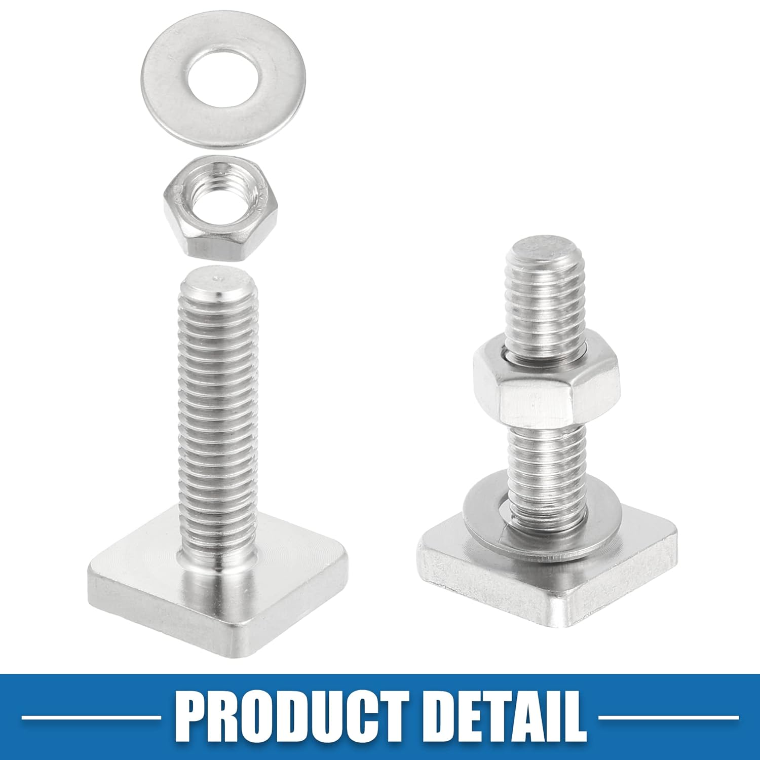 X AUTOHAUX Car Roof Rack T Shaped Slot Bolt M8 W/Nuts Washer T Shaped Track Bolts Roof Rack Cargo Carrier Bolt Accessories Stainless Steel (Pack of 6) image number 5