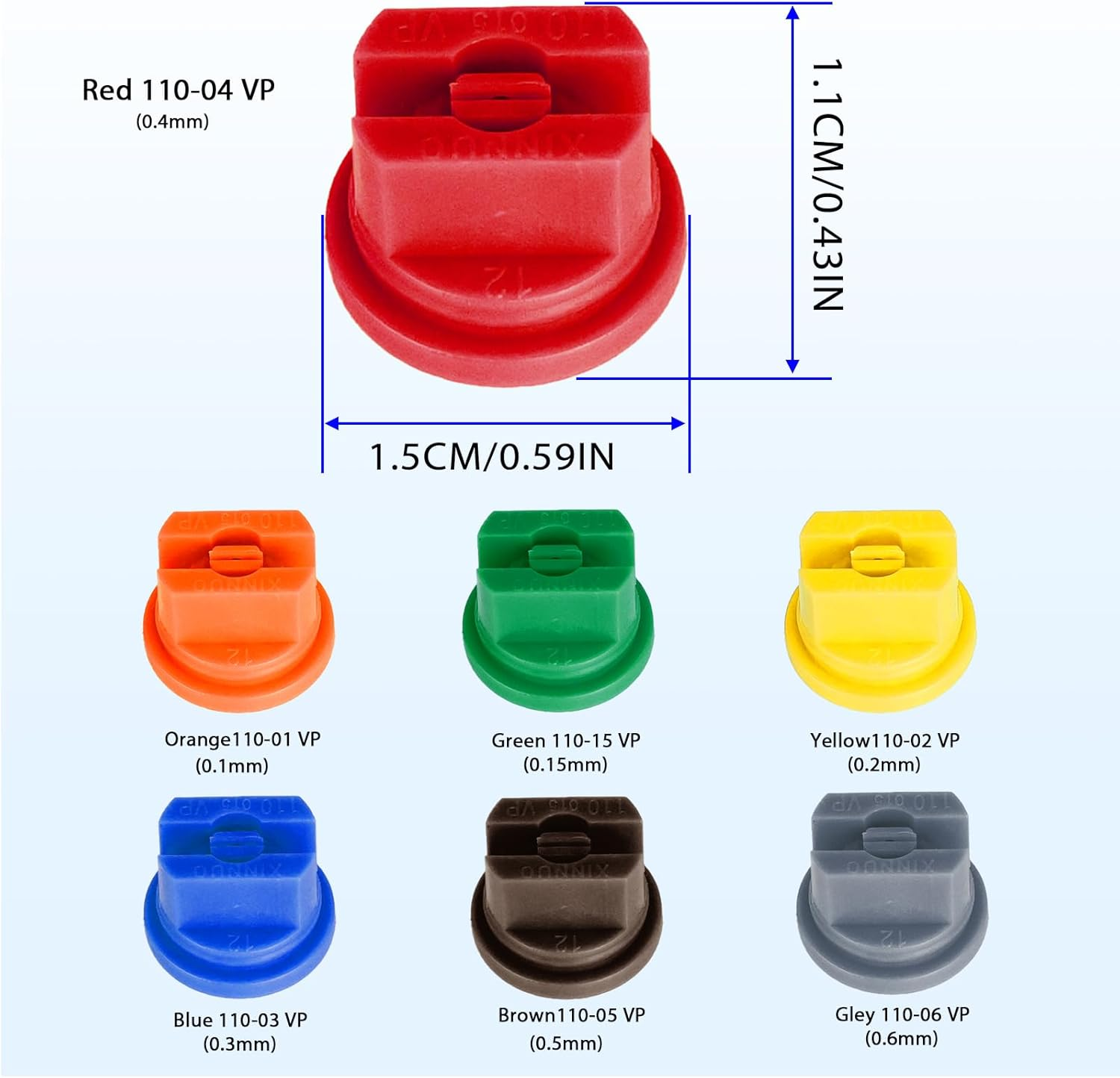 110&deg;Flat Fan Spray Nozzles, 7PCS 0.1&ndash;0.6Mm Sprayer Nozzle Tips, for the Replacement Boom Pump Sprayer Knapsack, Garden & Agricultural Tank Spraying Equipment image number 5