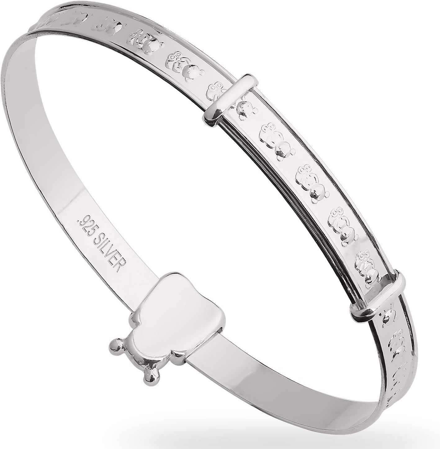 DV DOLCE VALENTINA Children'S Bangle, 925 Sterling Silver Baby Bracelet, Sliding Teddy, Baptism, Christening, Birthday or Baby Shower 0-1Yrs, One Size, Sterling Silver image number 4