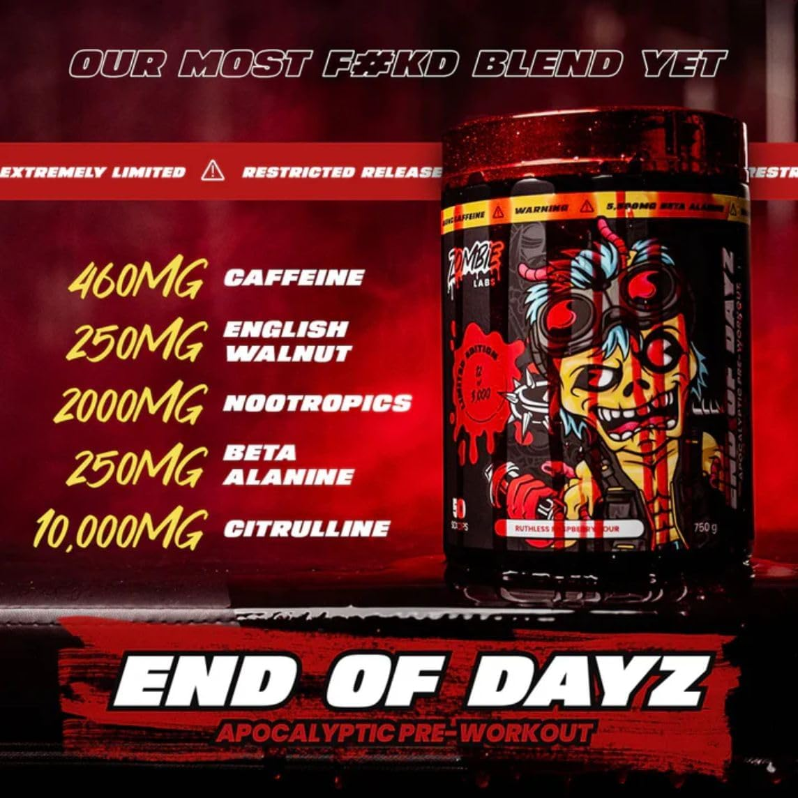 Zombie Labs End of Dayz Apocalyptic Pre-Workout 50 Scoops Strawberry Gummy image number 1
