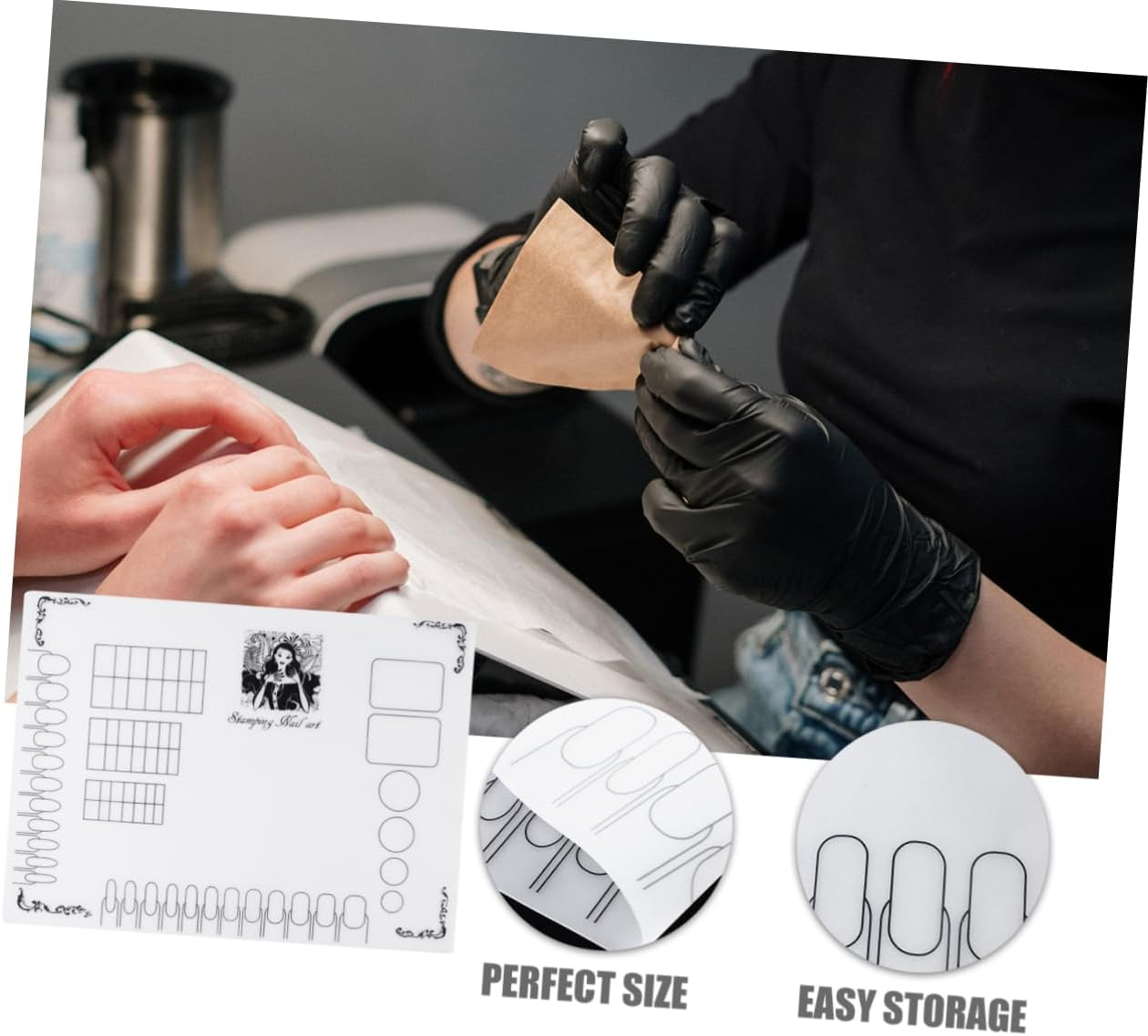 CALLARON Manicure Tools Nail Polish Coloring Pad Nail Art Stamping Mats Silicone Mat image number 3