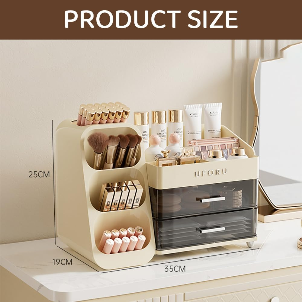 HYAVIA Luxury Makeup Organizer with Drawers &ndash; Large Acrylic Countertop Cosmetic Storage Box for Lipsticks, Skincare, Makeup Brushes, Perfume & Beauty Essentials, Vanity Organizer for Home or Travel image number 6