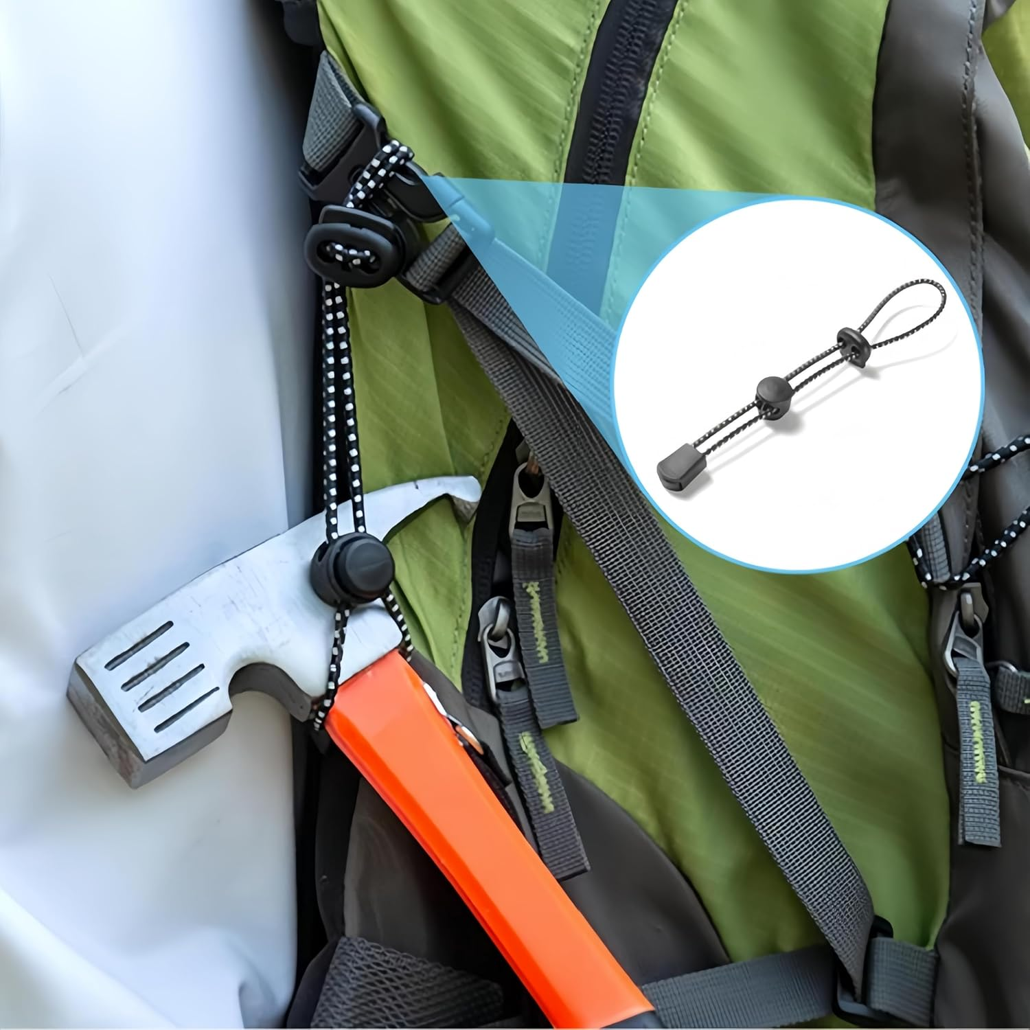 10 Pcs Backpack Hiking Stick Holder Straps, Elastic Rope with Buckle, Ideal for Camping, Hiking, Hunting, Trekking, Climbing, Mountaineering, Fishing image number 3
