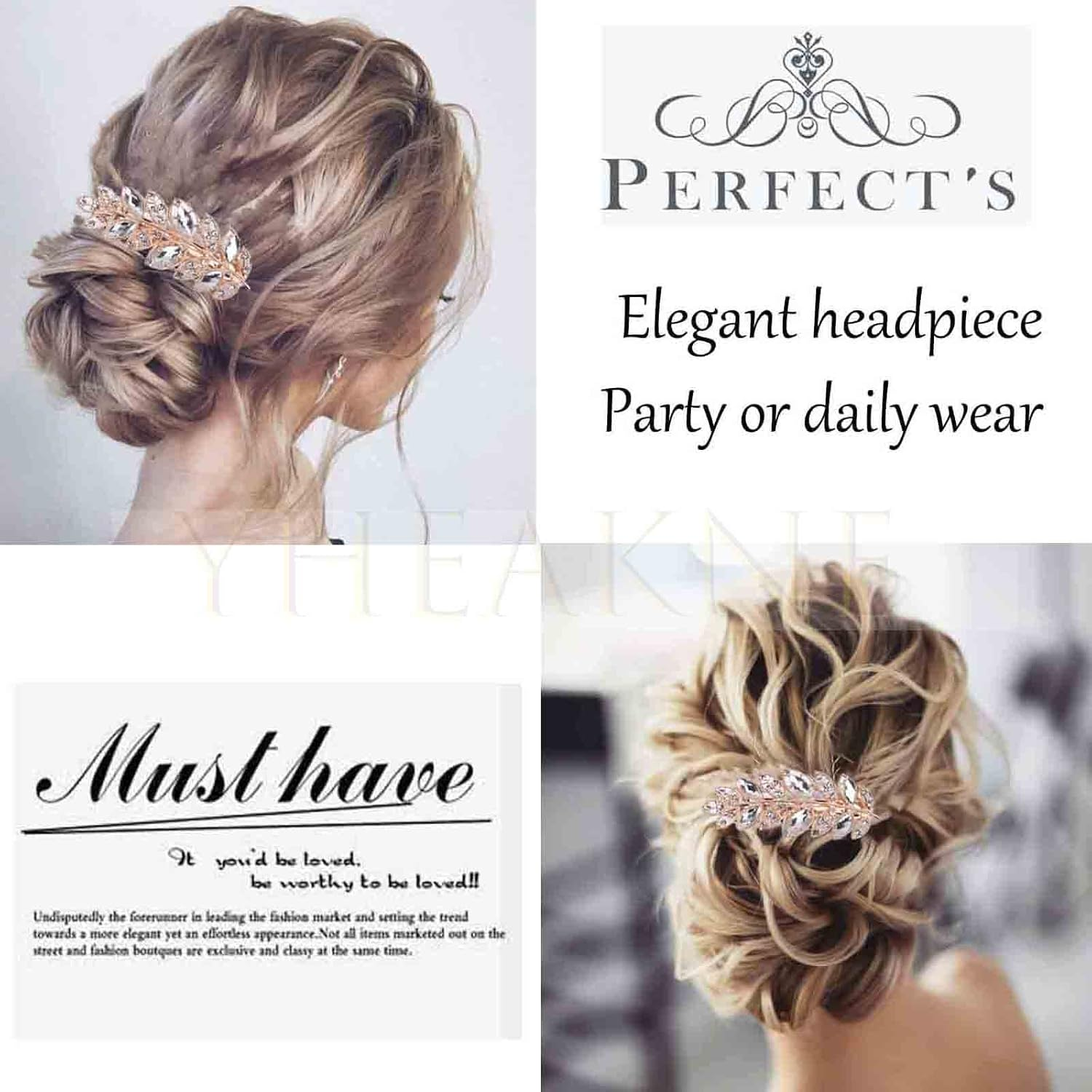 Yheakne Boho Crystal Hair Clip Pin Silver Letter Hairpin Hair Clip Vintage Hair Clips Pins Decorative Bobby Pin Rhinestone Hair Clips Shiny Bridal Hair Accessories for Women and Girls (Drippin) image number 4