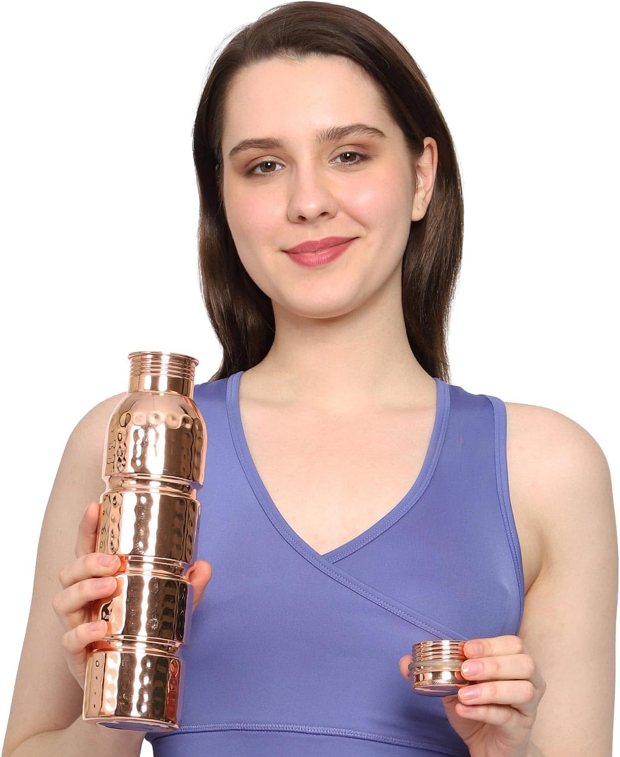 Healthgoodsau - Hammered Pure Copper Copper Water Bottle, UNLINED, UNCOATED and LACQURED-FREE for Ayurvedic Benefits 1000 Ml Capacity image number 1