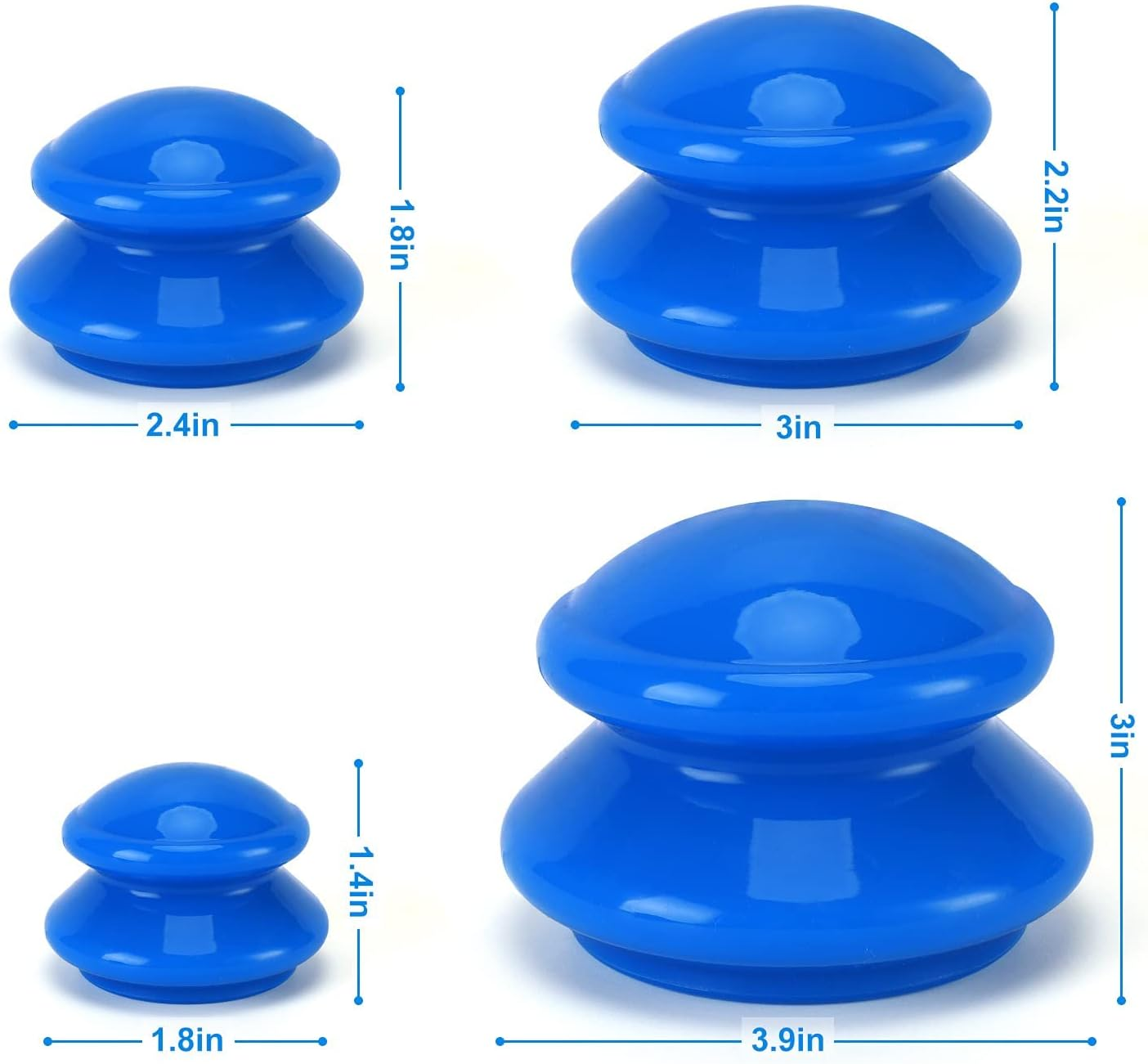 Silicone Cupping Therapy Set,Professional Studio and Home Cupping Set,Silicone Vacuum Suction Cellulite Cupping for Muscle and Joint Pain Cellulite Myofascial Massage & More(4 Sizes) image number 2