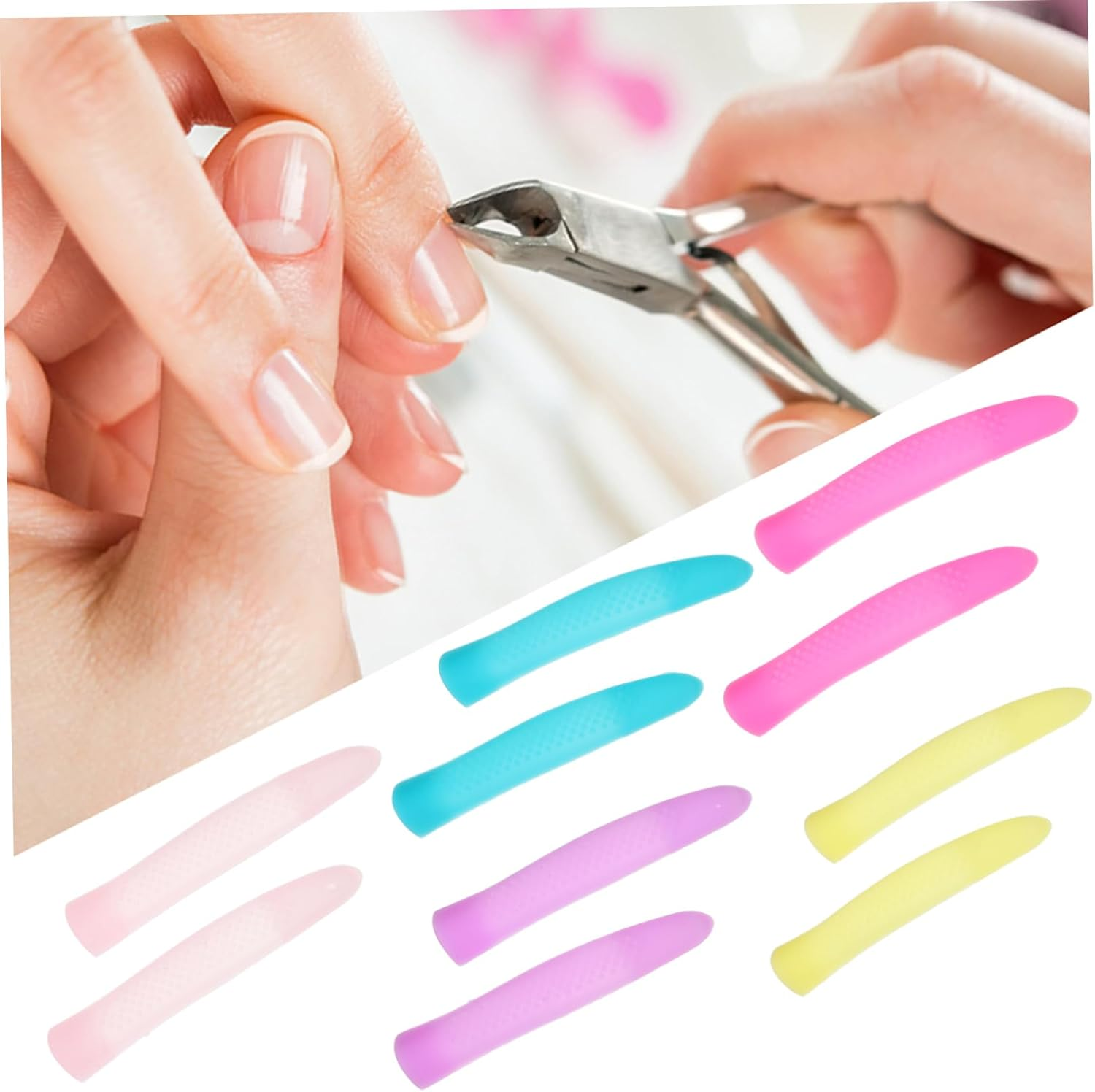 NOLITOY Nail Cuticle Scissors Handle Sleeves Slip Silicone Covers for Comfortable Grip and Portability Random Color