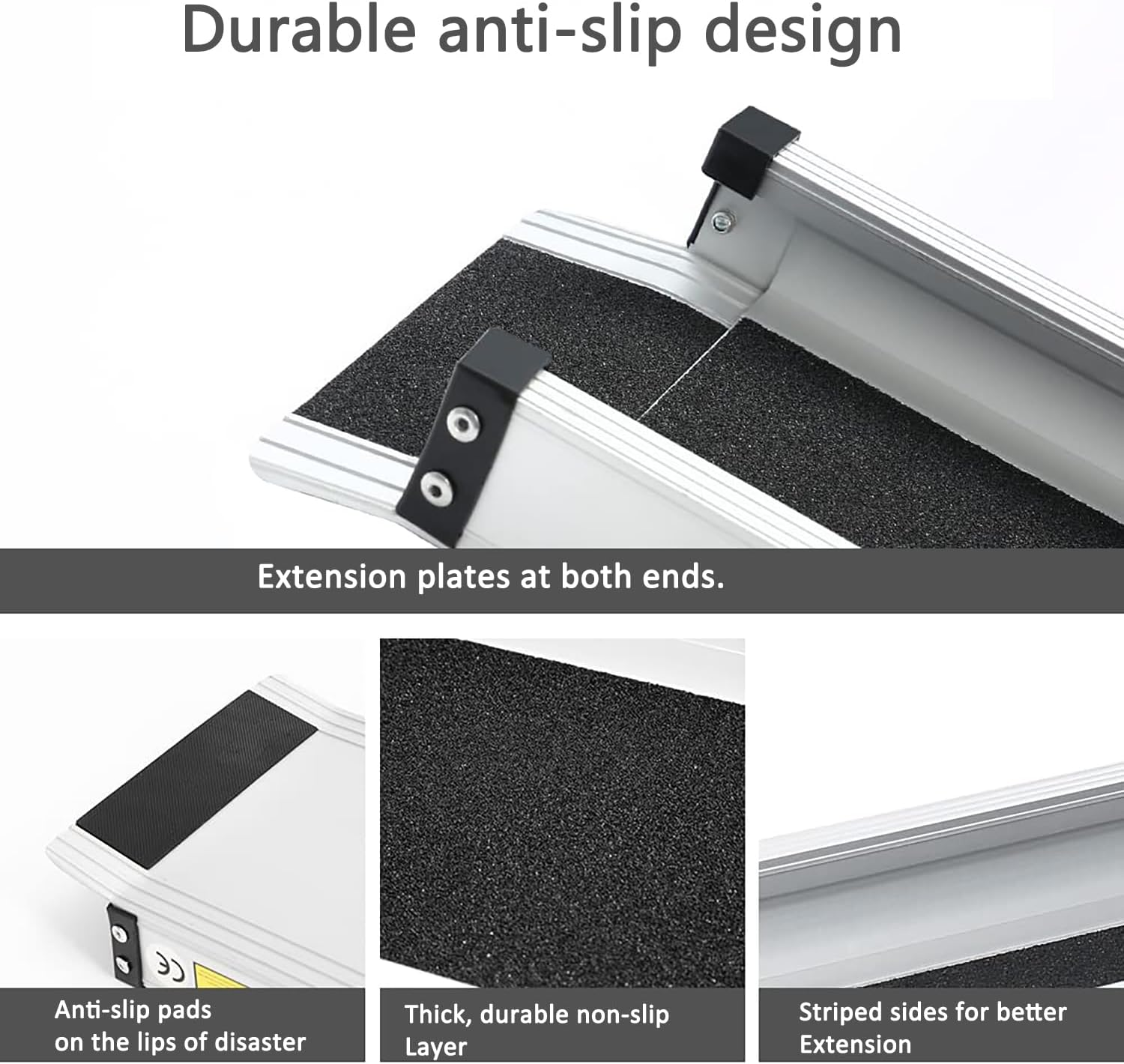 2PCS Telescopic Wheelchair Ramp 98.5-183Cm, Gardhom Adjustable Portable Aluminum Non-Slip Telescopic Ramp with 272KG Store Capacity for Stairs Obstacles House Steps in Textile Bag image number 5