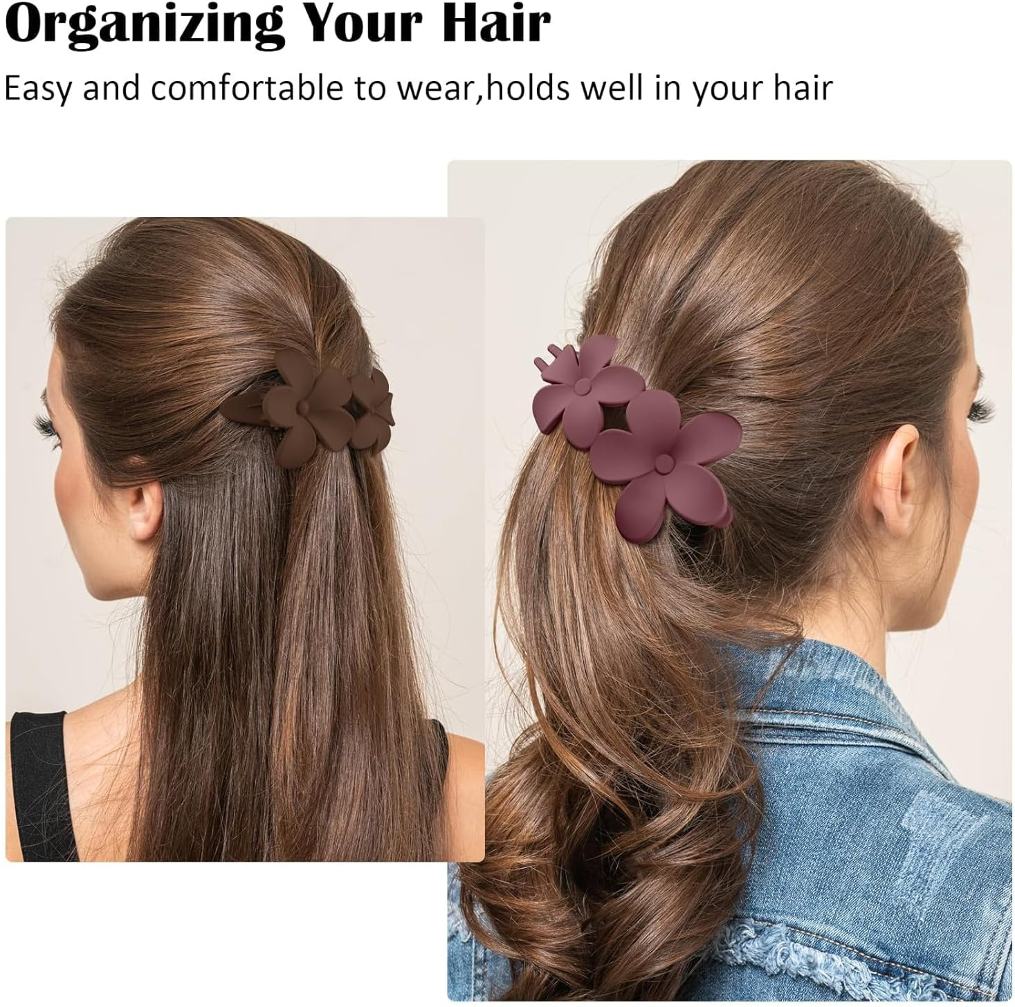 6Pcs Lay down Hair Claw Clip Flat Hair Clip,Flat Claw Clips Flower Hair Clips,Flat Hair Clip Lay down Flower Hair Claw Clip,French Flat Hair Clip Lay Flat Claw Clip Flower Flat Hair Clip for Girls image number 6