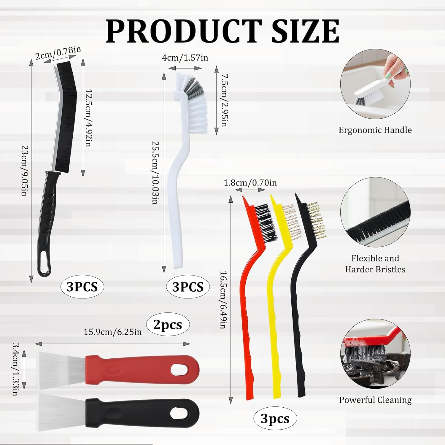 12 Pack Crevice Cleaning Brush Set, Household & Cleaning Supplies for Tight Spaces, Multipurpose Scrub Brush with Durable Bristles, Essential Cleaning Tools for Home and Kitchen image number 4