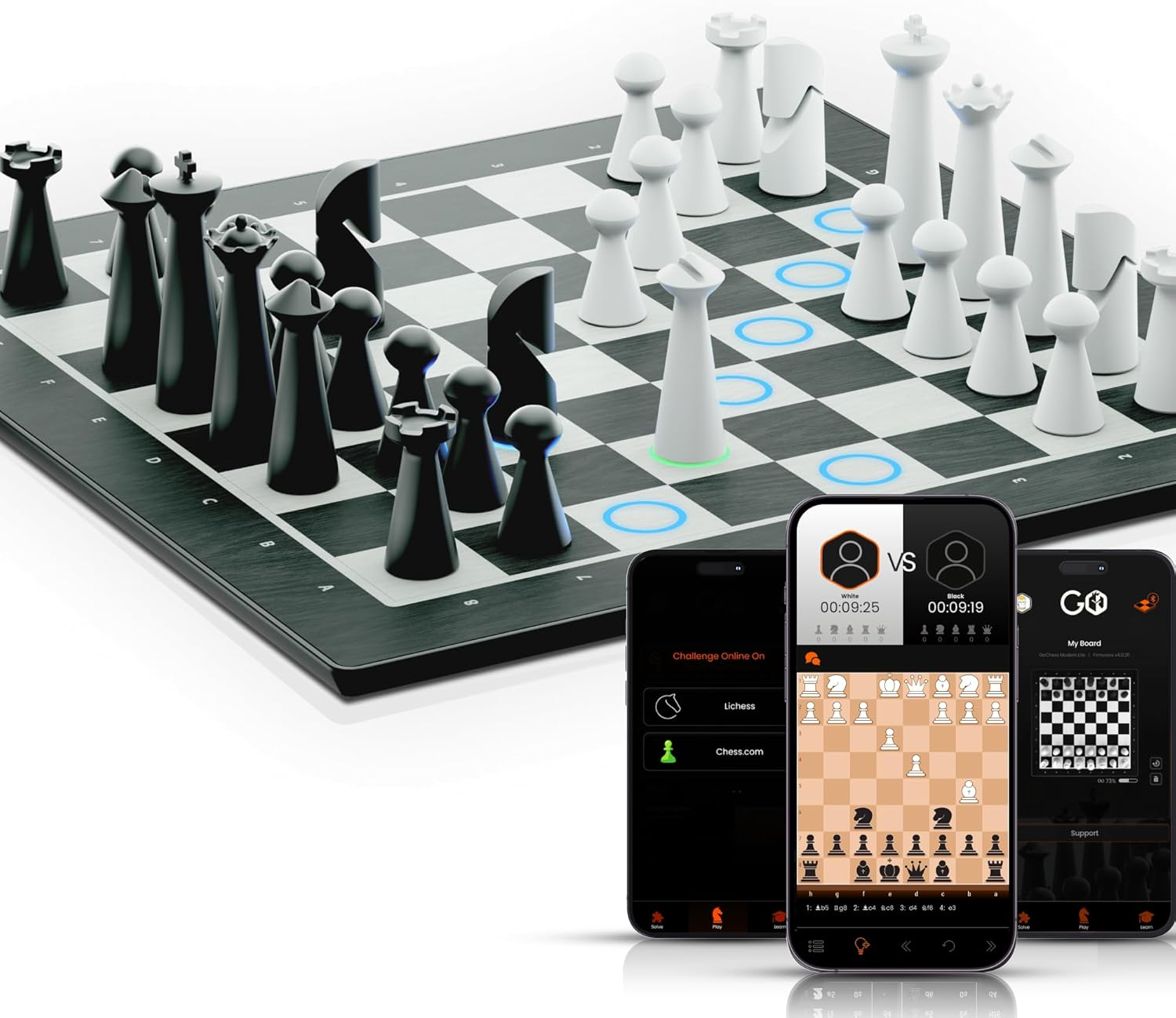Gochess Mini - AI Electronic Chess Board Game, Light up Chess Set for Adults & Kids for All Skill Levels with Online Play App - Perfect for Smart Board Games Lovers