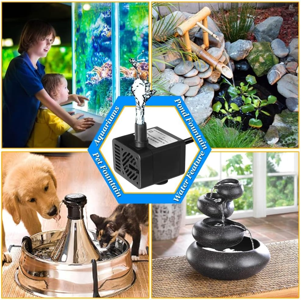 Mini Submersible Water Pump DC 5V USB with Tubing for Pet Fountain, Aquarium Fish Tank, Pond, Fountain, Hydroponics, Adjustable Flow image number 1