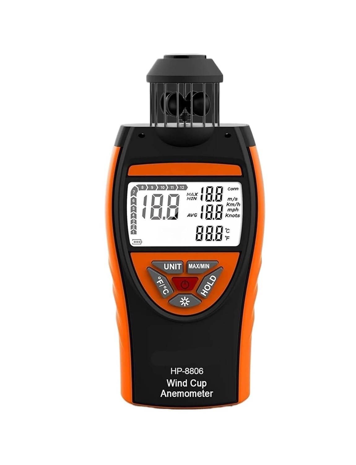 Anemometer with Temperature Measurement, Wind Speed Meter, Outdoor Wind Gauge, for Mountaineering & Sailing image number 1