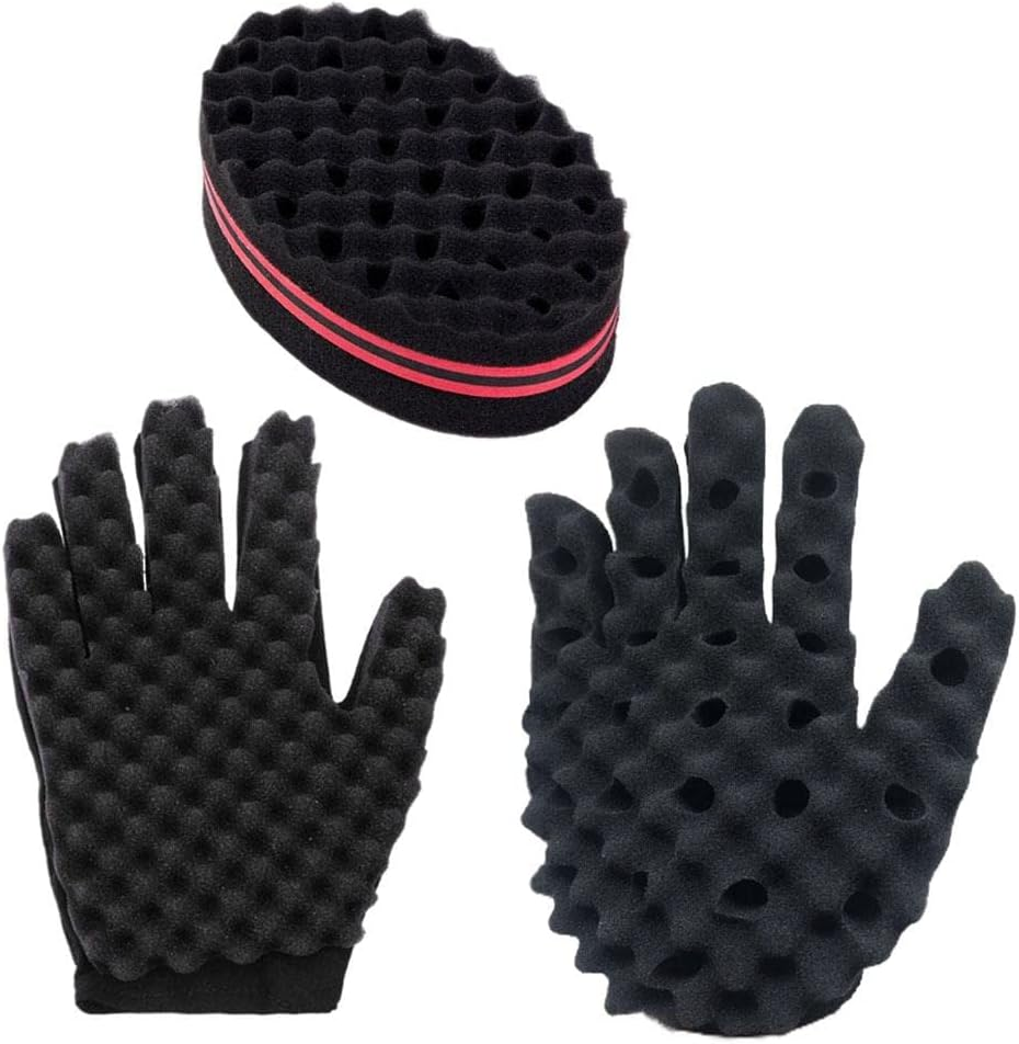 Folpus Hair Sponge Gloves Hair Glove for Hair Twist Barber Men Women image number 5