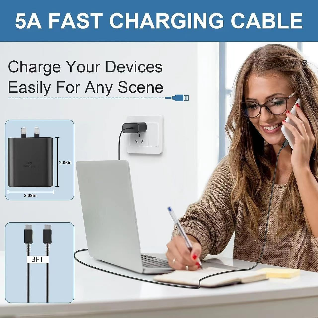45W Super Fast Charger 2.0 with 1M USB-C Cable, PD 3.0 PPS for Samsung Galaxy S23/S22/S21 Ultra, Tab S8/S7, Z Fold 5/Flip 5, Google Pixel, Switch & USB-C Devices image number 4